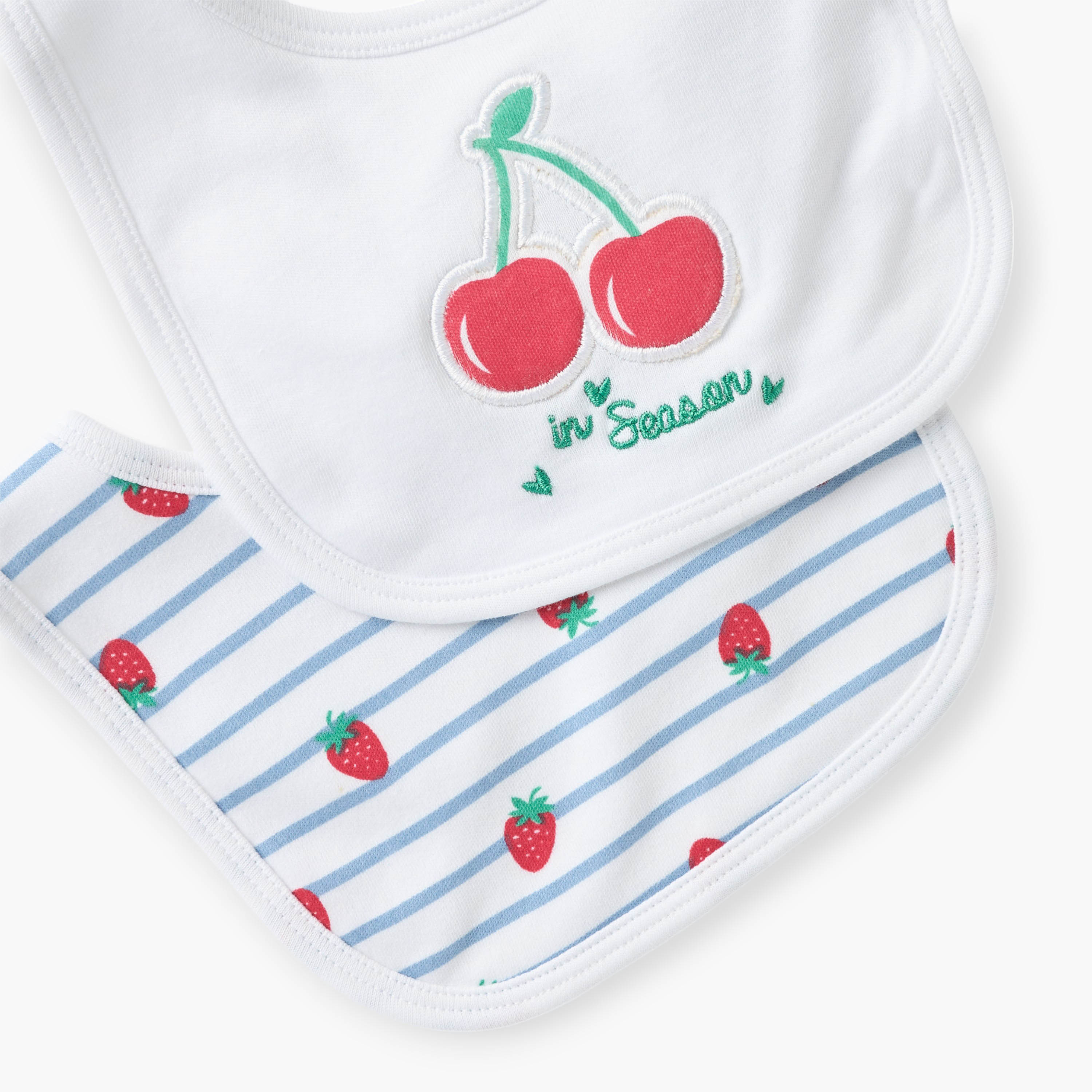 Juniors Fruit Print Muslin Bib with Button Closure - Set of 2-baby-feeding-bibs-image-4