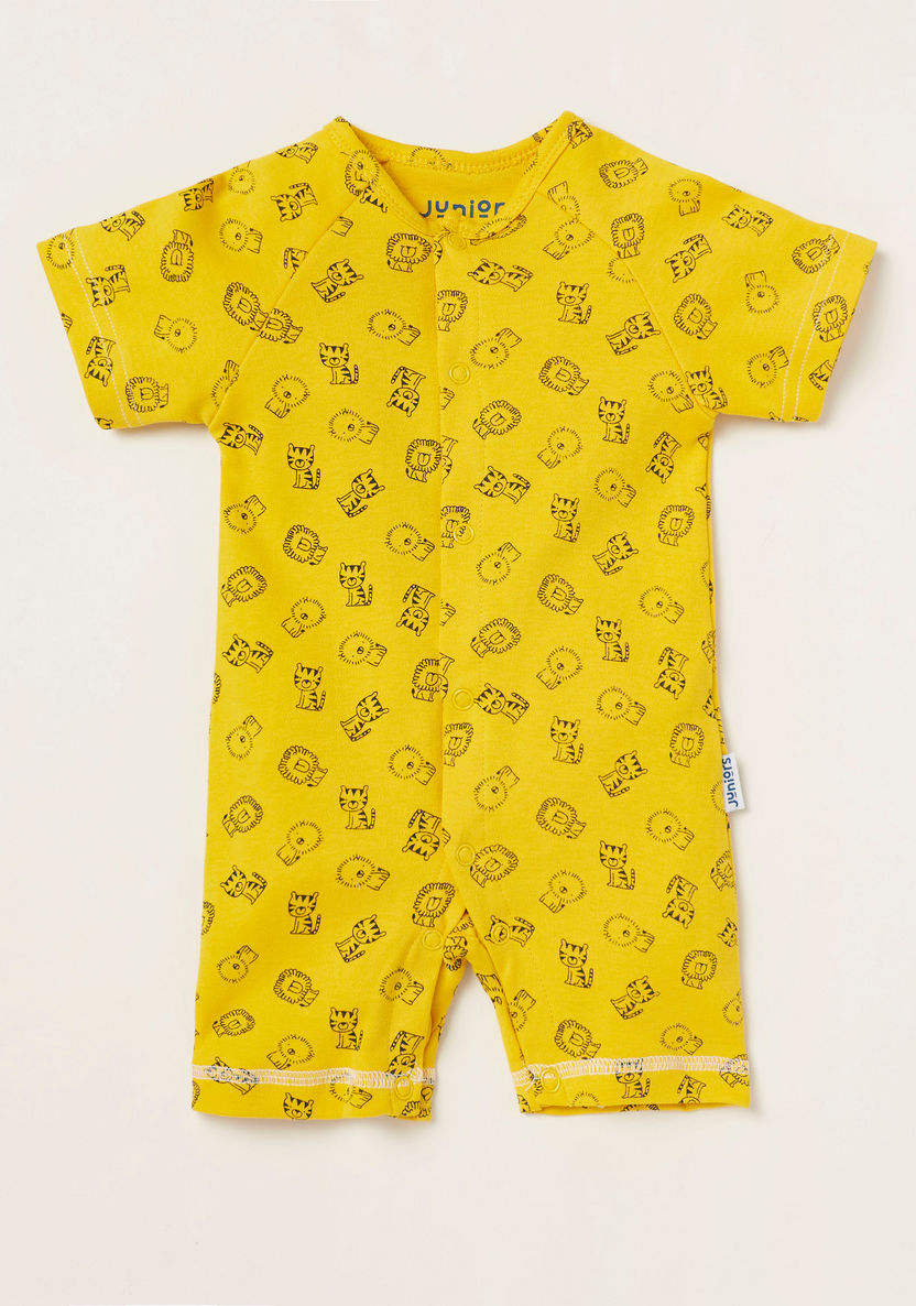 Juniors Printed Rompers with Short Sleeves - Pack of 3-Rompers%2C Dungarees and Jumpsuits-image-3
