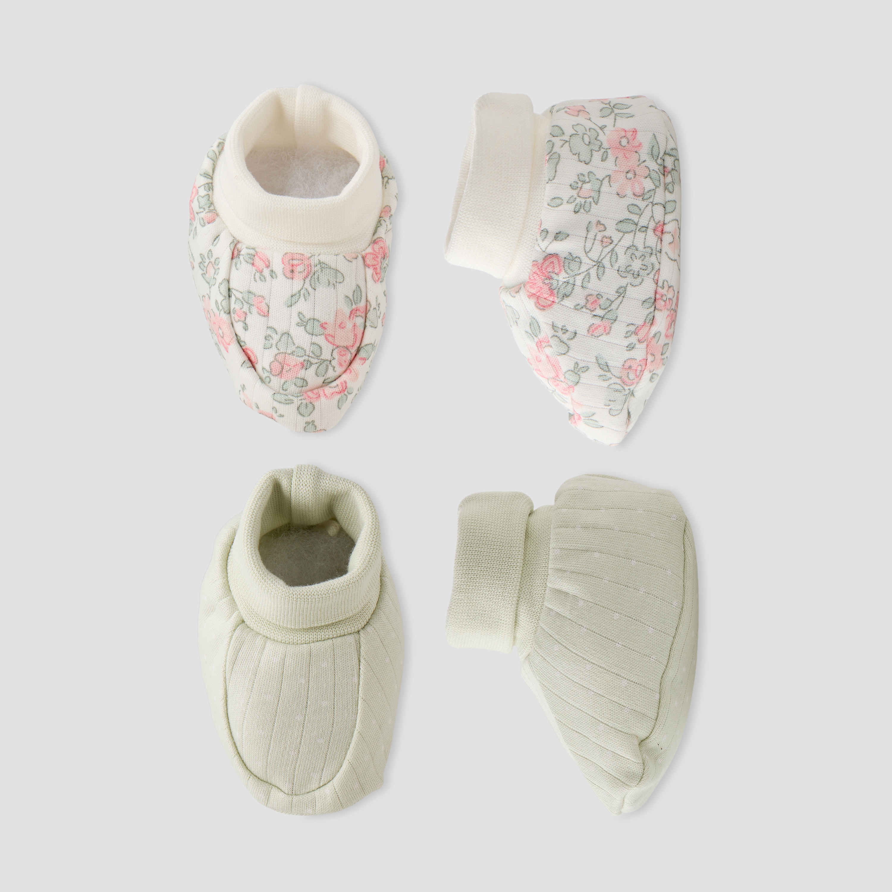 Pack of 2 Juniors Booties with Rolled Cuff, Assorted Print-baby-girls-shoes-booties-image-1