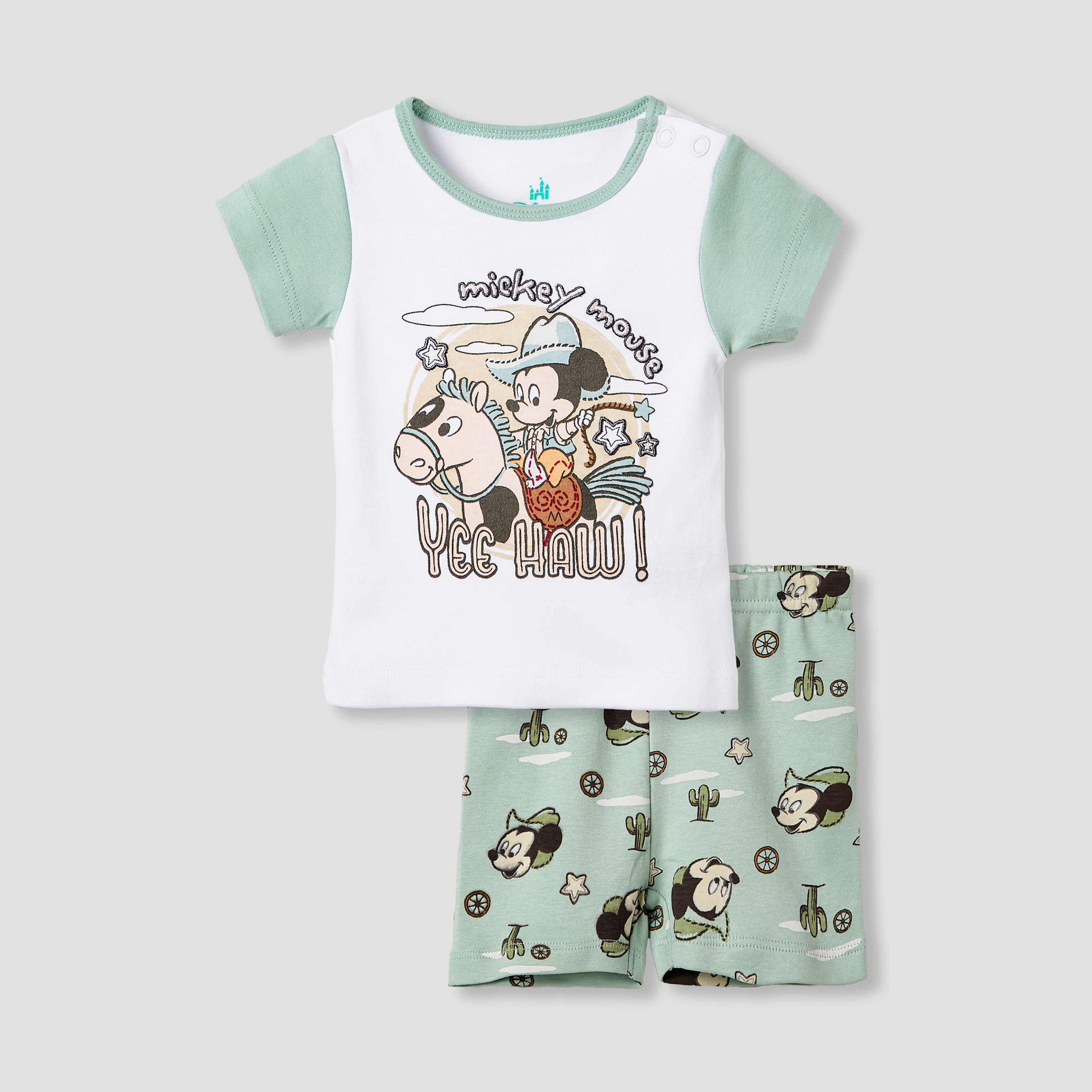 Disney Mickey Mouse Print T-shirt and Shorts Set-baby-boys-clothing-nightwear-pyjamasets-image-1