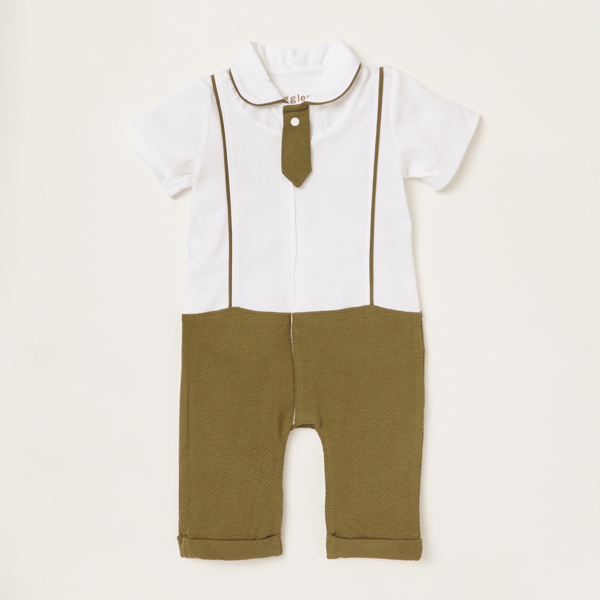أفرول بارز الملمس بأكمام قصيرة وياقة من جيجلز-baby-boys-clothing-rompers-image-1