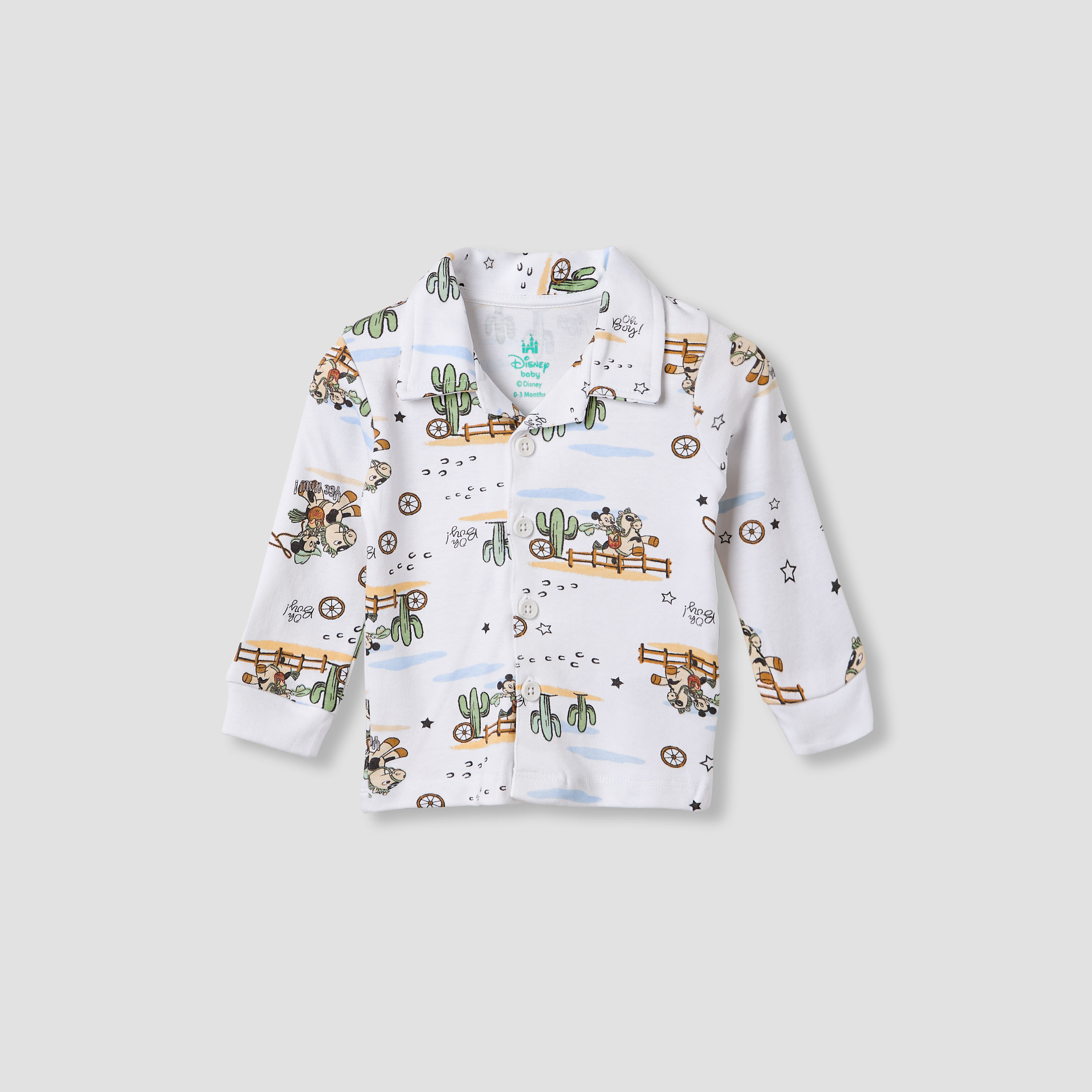 Disney Mickey Mouse Print Shirt and Pyjama Set-baby-boys-clothing-nightwear-pyjamasets-image-2
