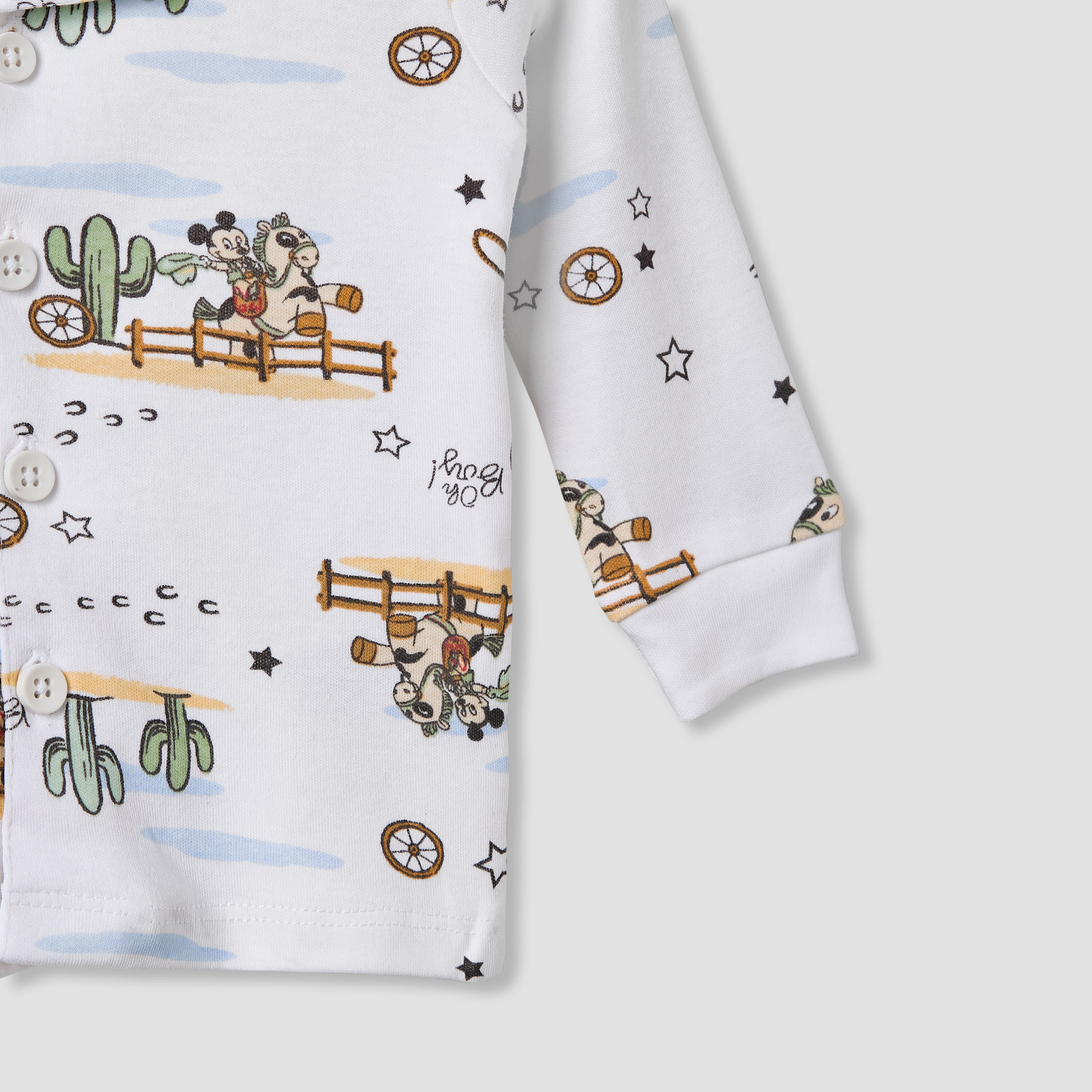 Disney Mickey Mouse Print Shirt and Pyjama Set-baby-boys-clothing-nightwear-pyjamasets-image-5