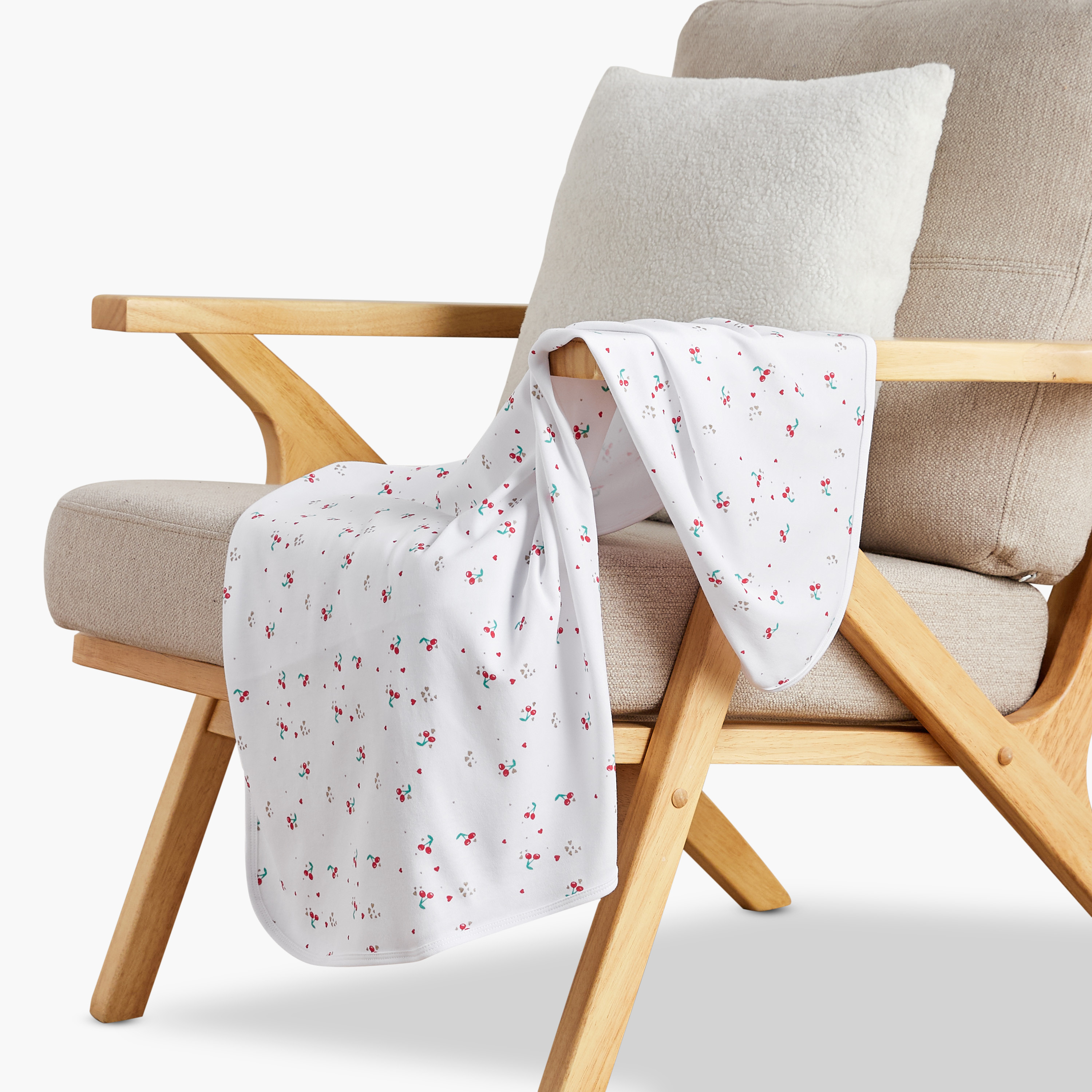 Juniors Cherry Print Receiving Blanket - 70x70 cm-baby-nursery-blanketsandswaddles-receivingblankets-image-2
