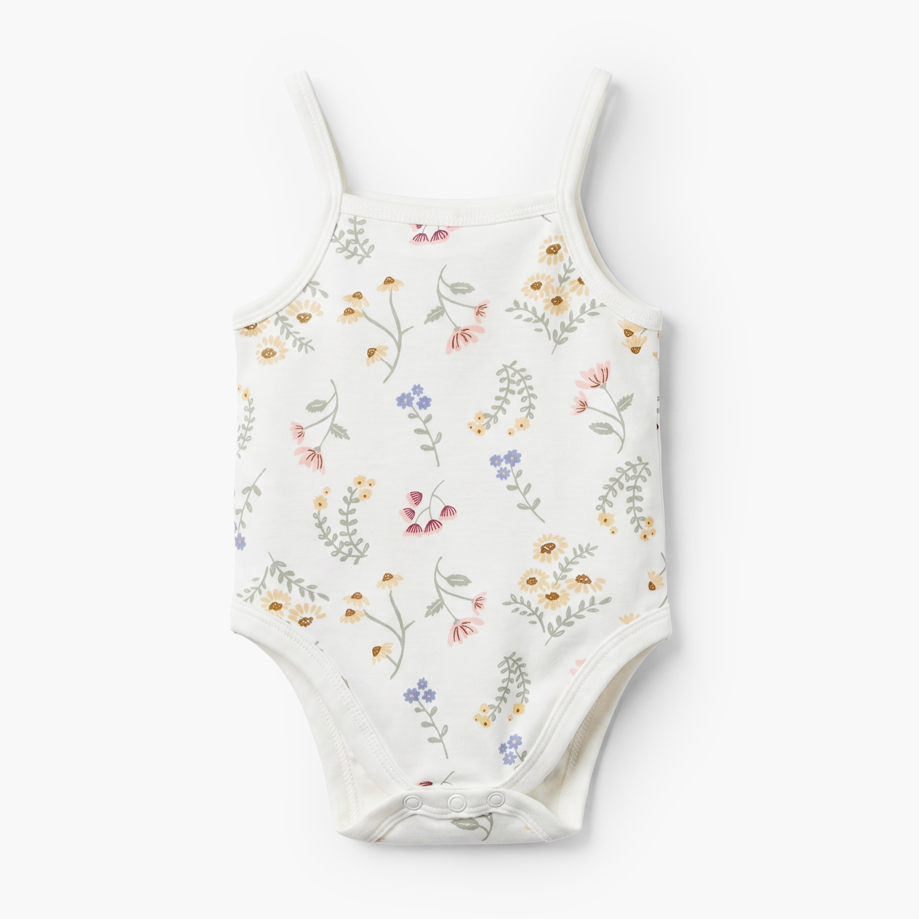 Pack of 3 Juniors Cotton Strappy Bodysuit with Floral Print-baby-girls-clothing-bodysuits-image-4