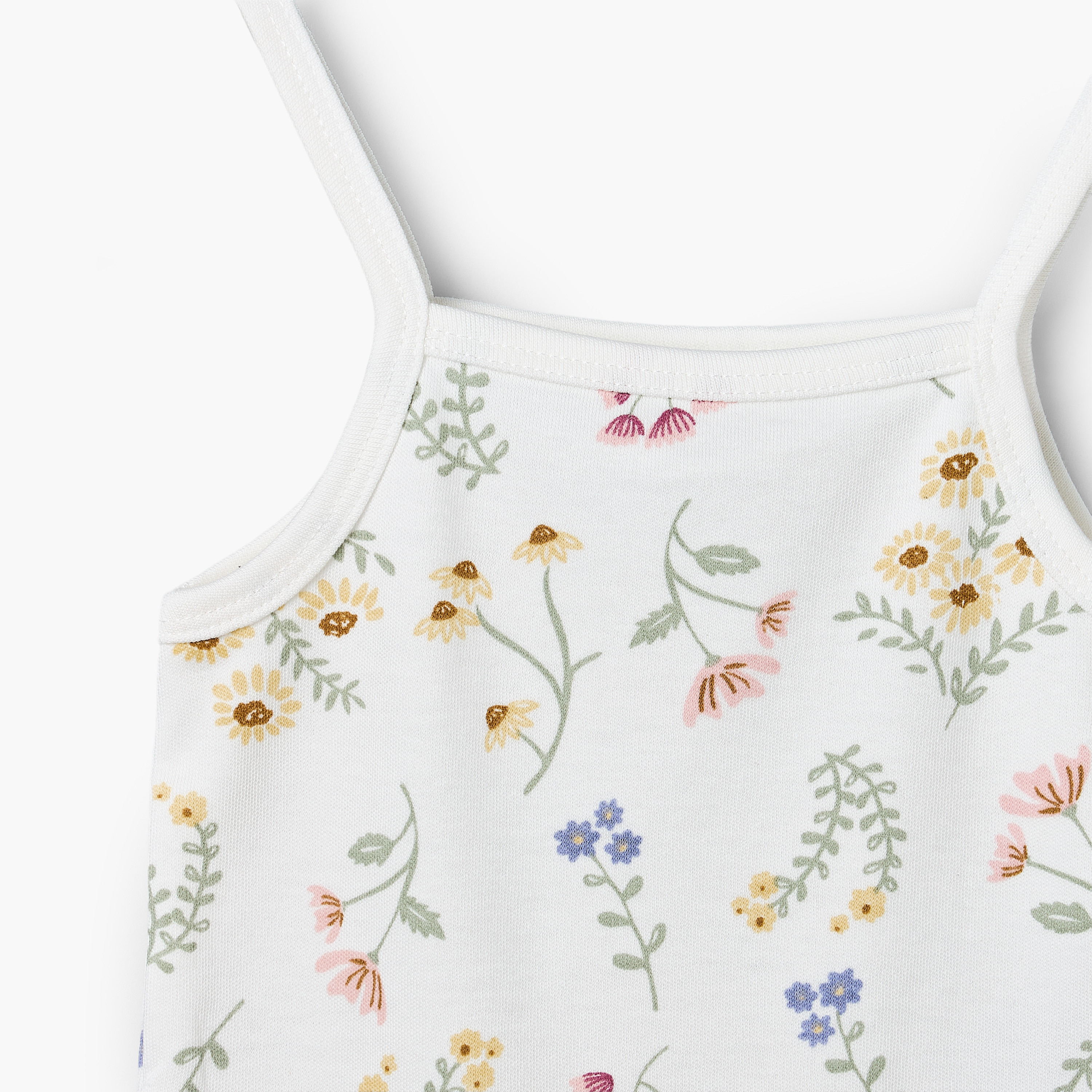 Pack of 3 Juniors Cotton Strappy Bodysuit with Floral Print-baby-girls-clothing-bodysuits-image-6