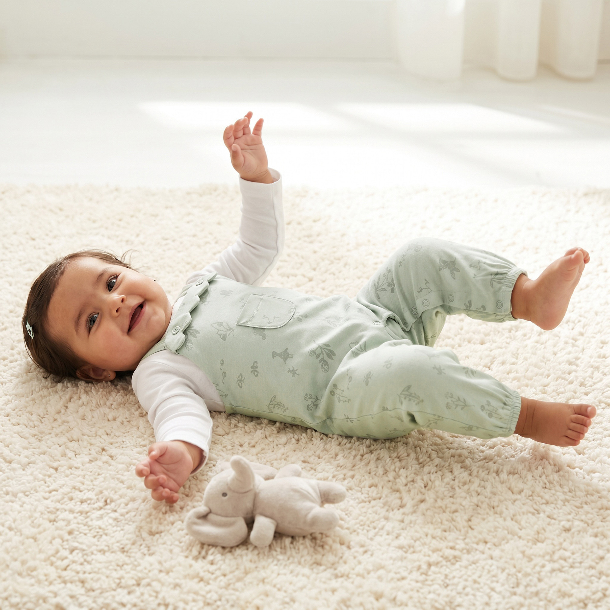 بدلة نوم قطن بأكمام طويلة وياقة ضيقة وطبعات من جونيورز-baby-girls-clothing-nightwear-sleepsuits-image-1