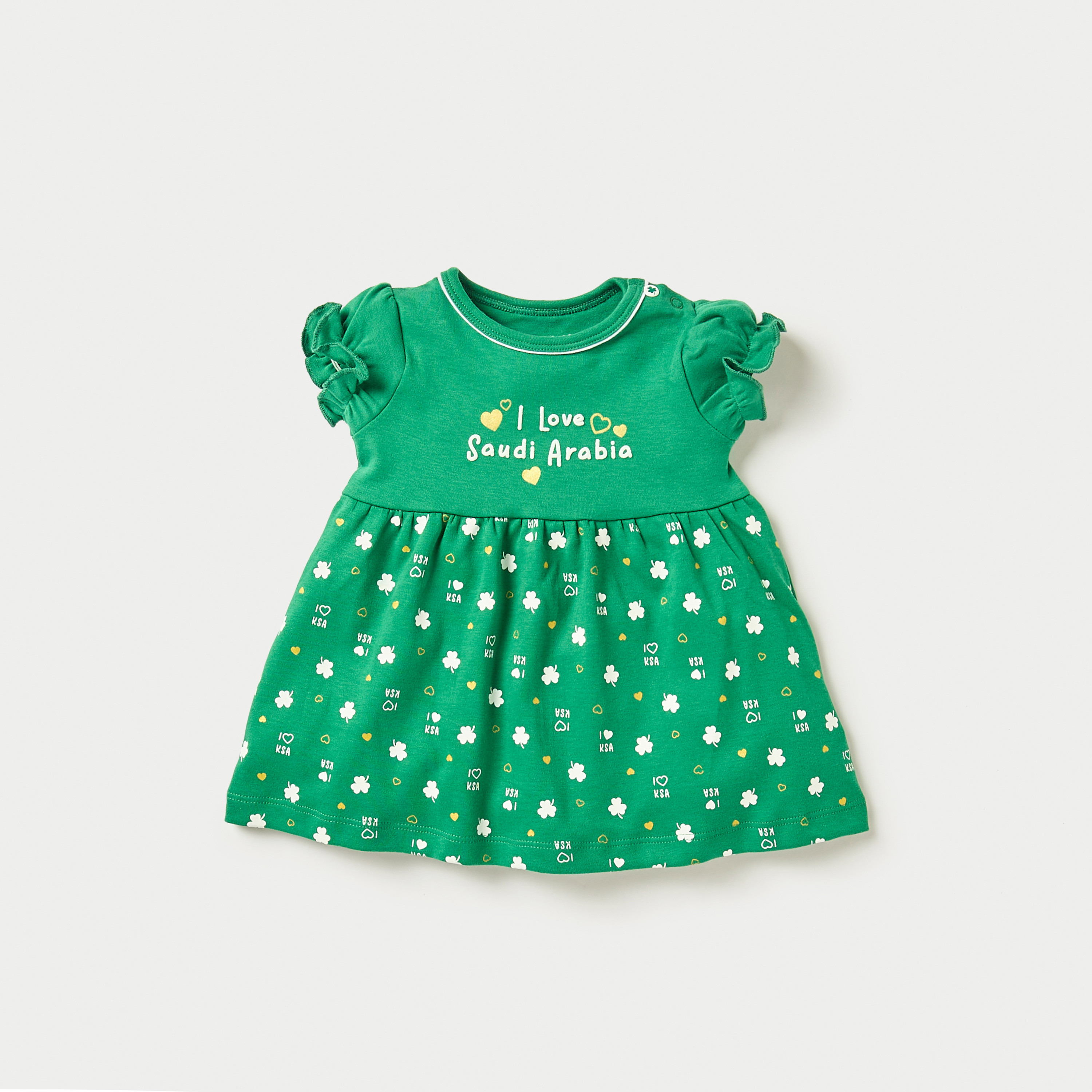 فستان إيه لاين بأكمام منفوخة وطبعات من جونيورز-baby-girls-clothing-dressesandjumpsuits-image-1