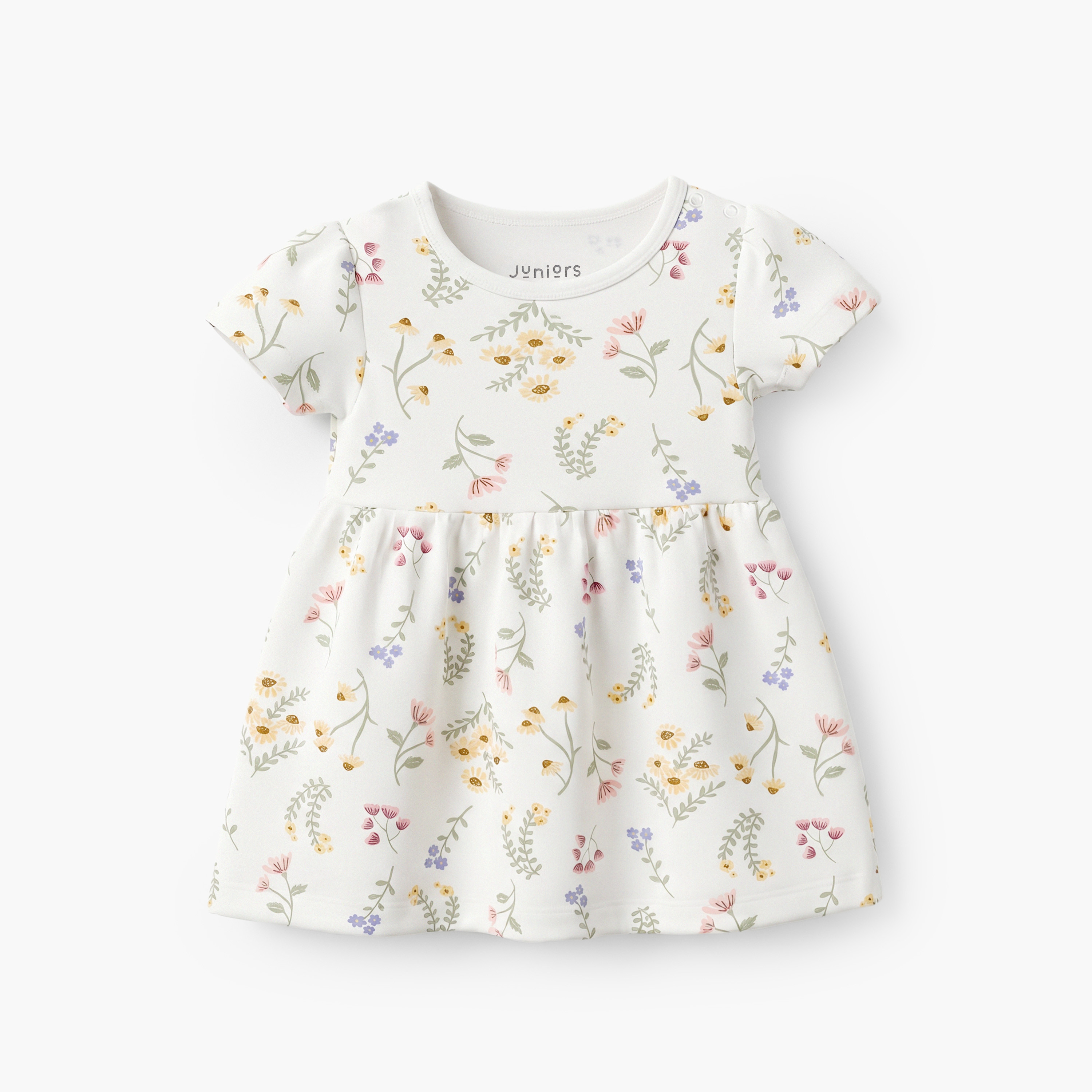 Pack of 2 Juniors Round Neck Knee Length Dress with Floral Print-baby-girls-clothing-dressesandjumpsuits-image-3
