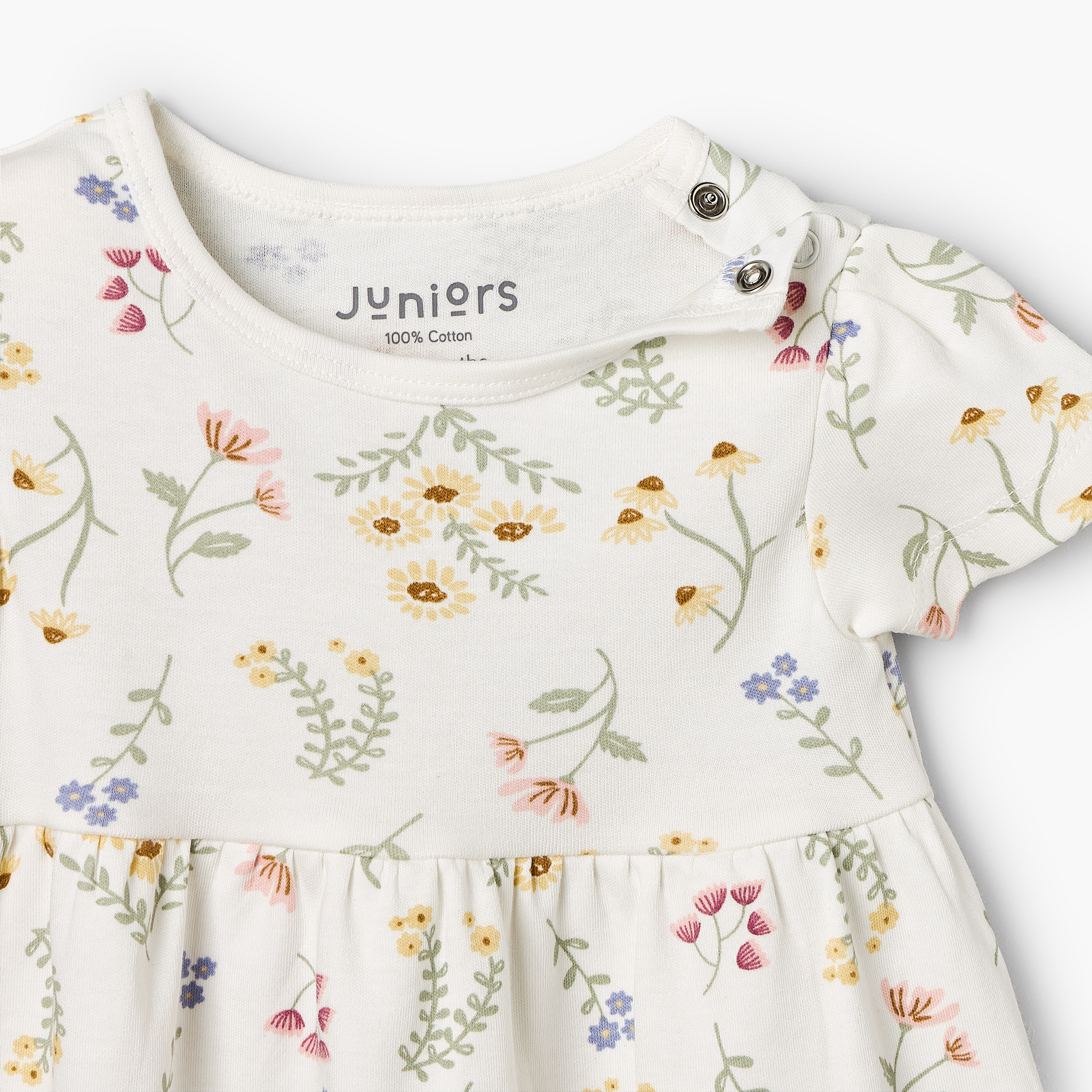 Pack of 2 Juniors Round Neck Knee Length Dress with Floral Print-baby-girls-clothing-dressesandjumpsuits-image-5