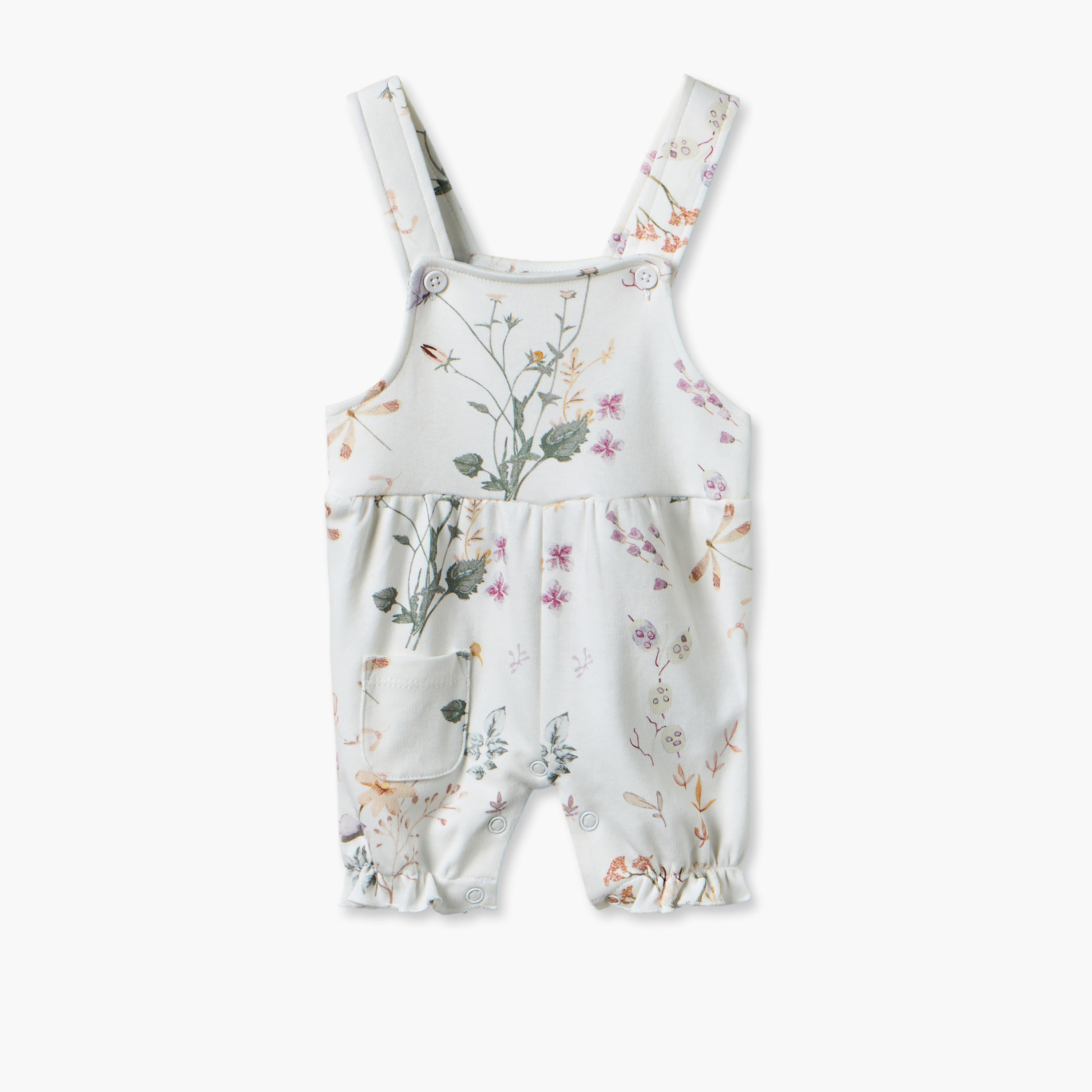 طقم دونغري بطبعات زهرية وبلوزة بياقة مستديرة وأكمام قصيرة من جونيورز-baby-girls-clothing-setsandcoords-image-4
