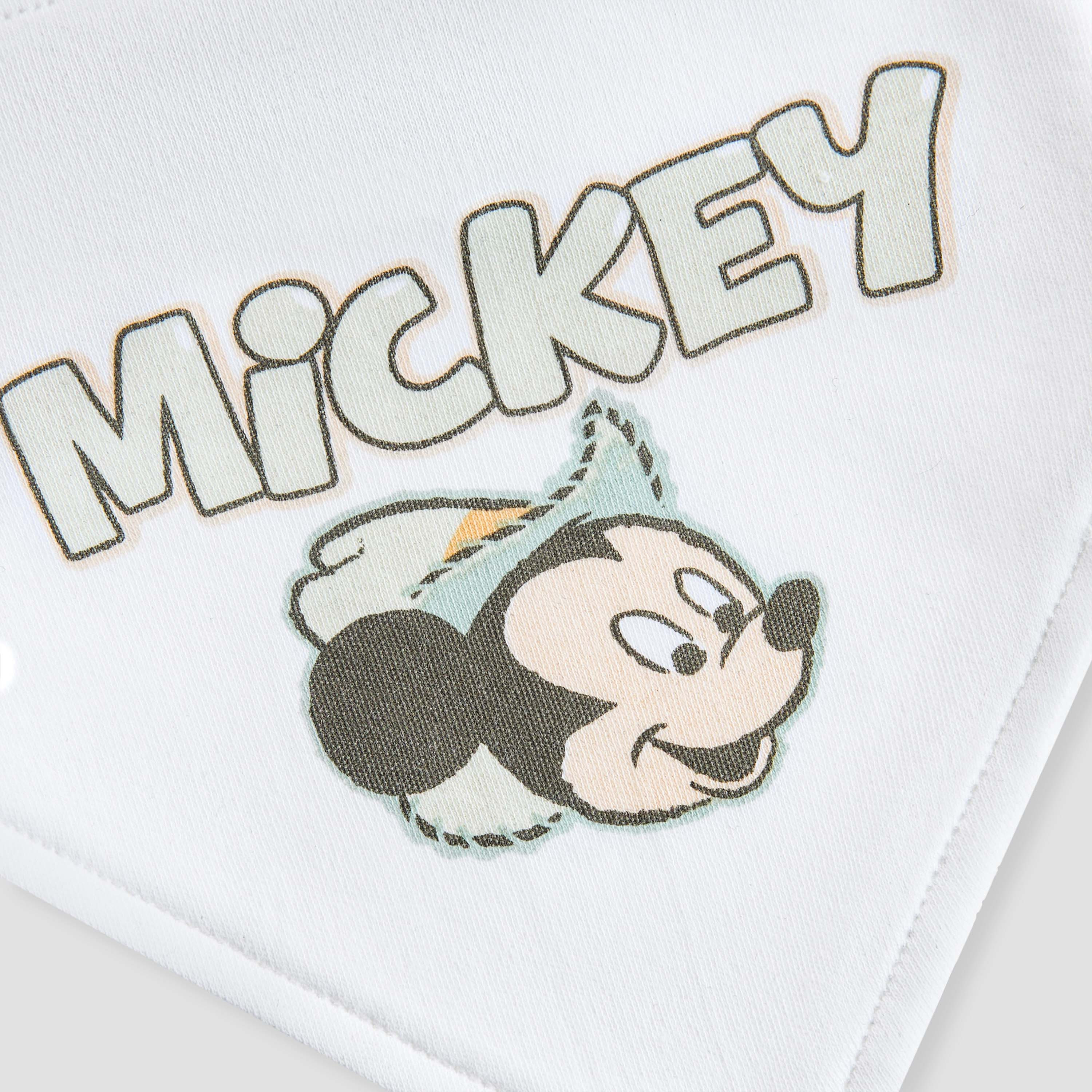 Disney Mickey Mouse Print Bib with Button Closure-baby-feeding-bibs-image-2