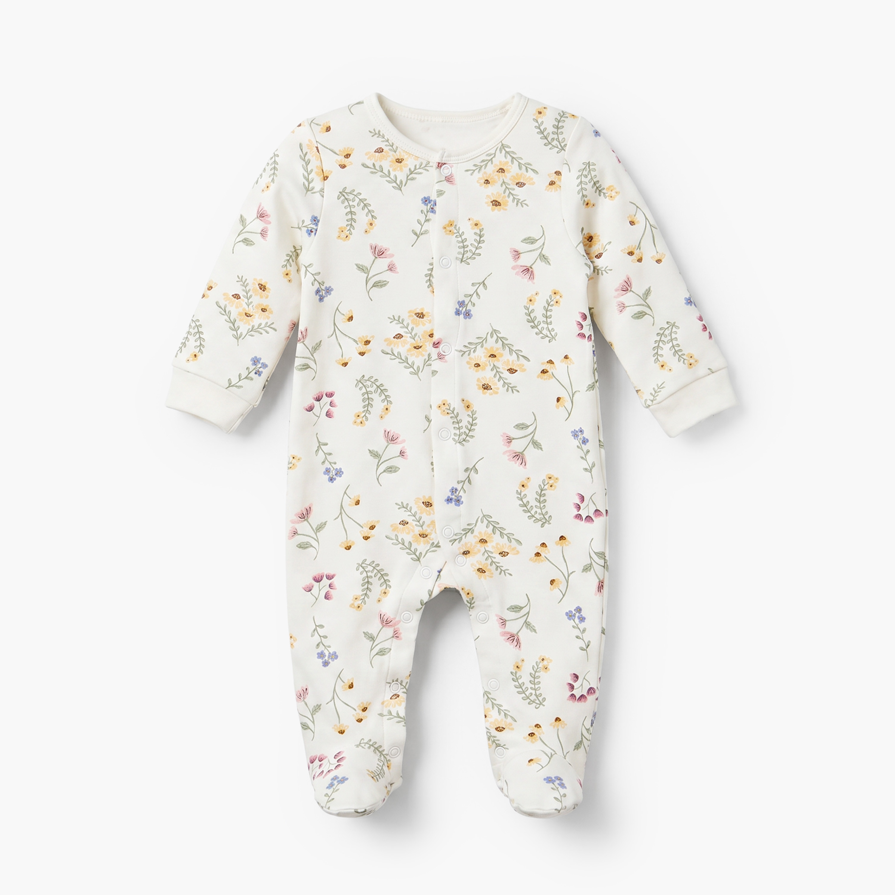 Pack of 2 Juniors Cotton Round Neck Long Sleeves Sleepsuit with Floral Print-baby-girls-clothing-nightwear-sleepsuits-image-3