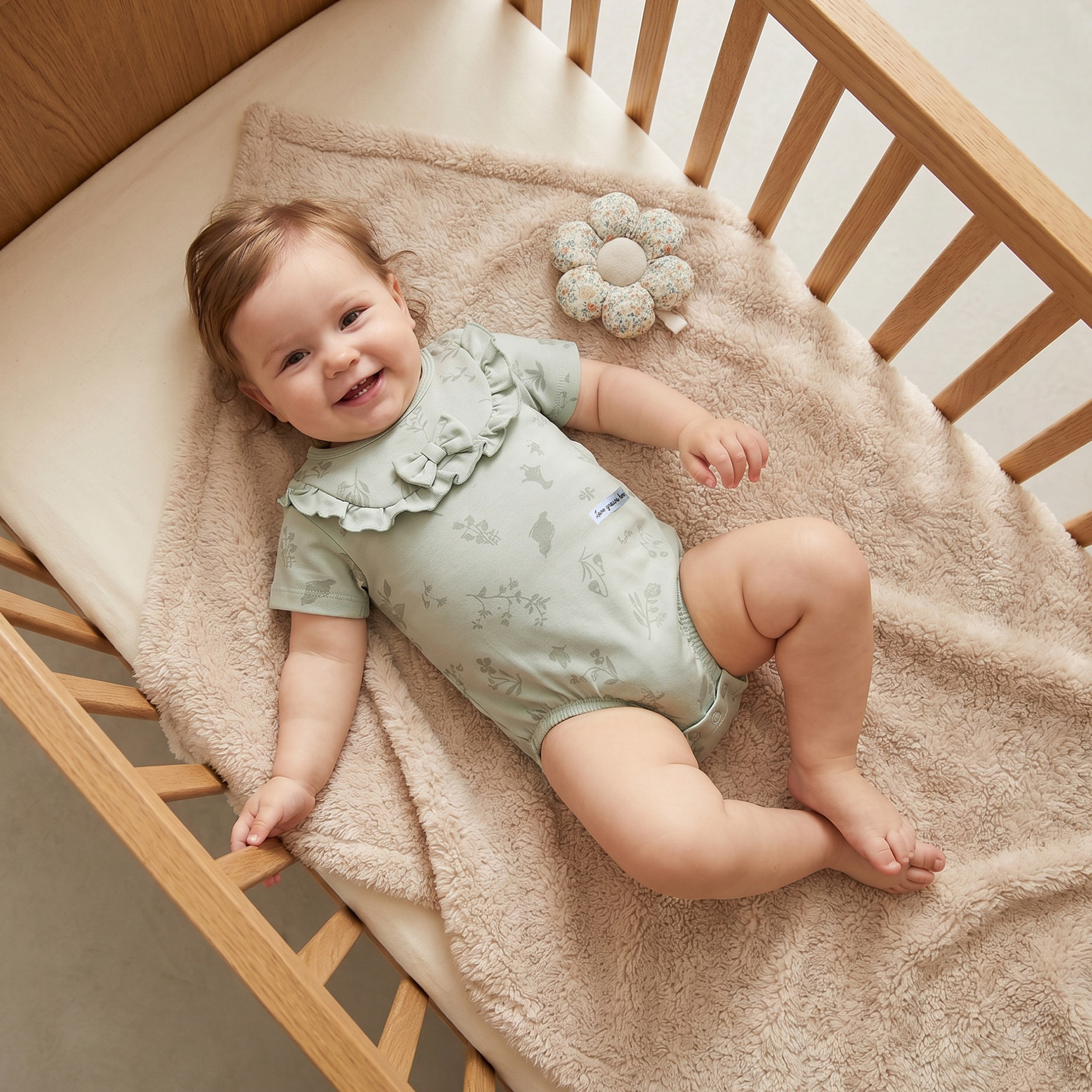 أفرول بياقة مستديرة وأكمام قصيرة وطبعات لطيفة من جونيورز-baby-girls-clothing-rompers-image-1