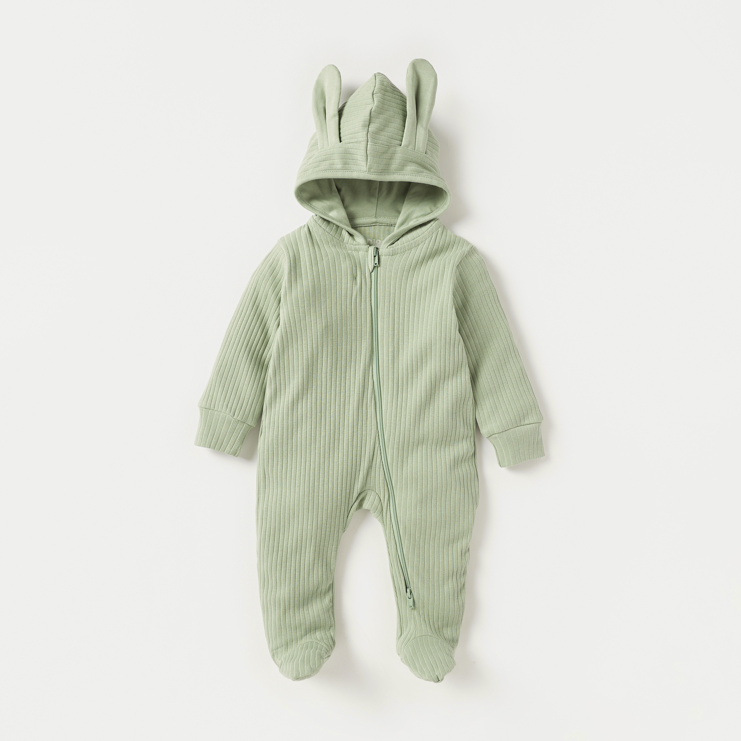 Juniors Ribbed Sleepsuit with Hood and Ear Applique Detail-baby-boys-clothing-nightwear-sleepsuits-image-1