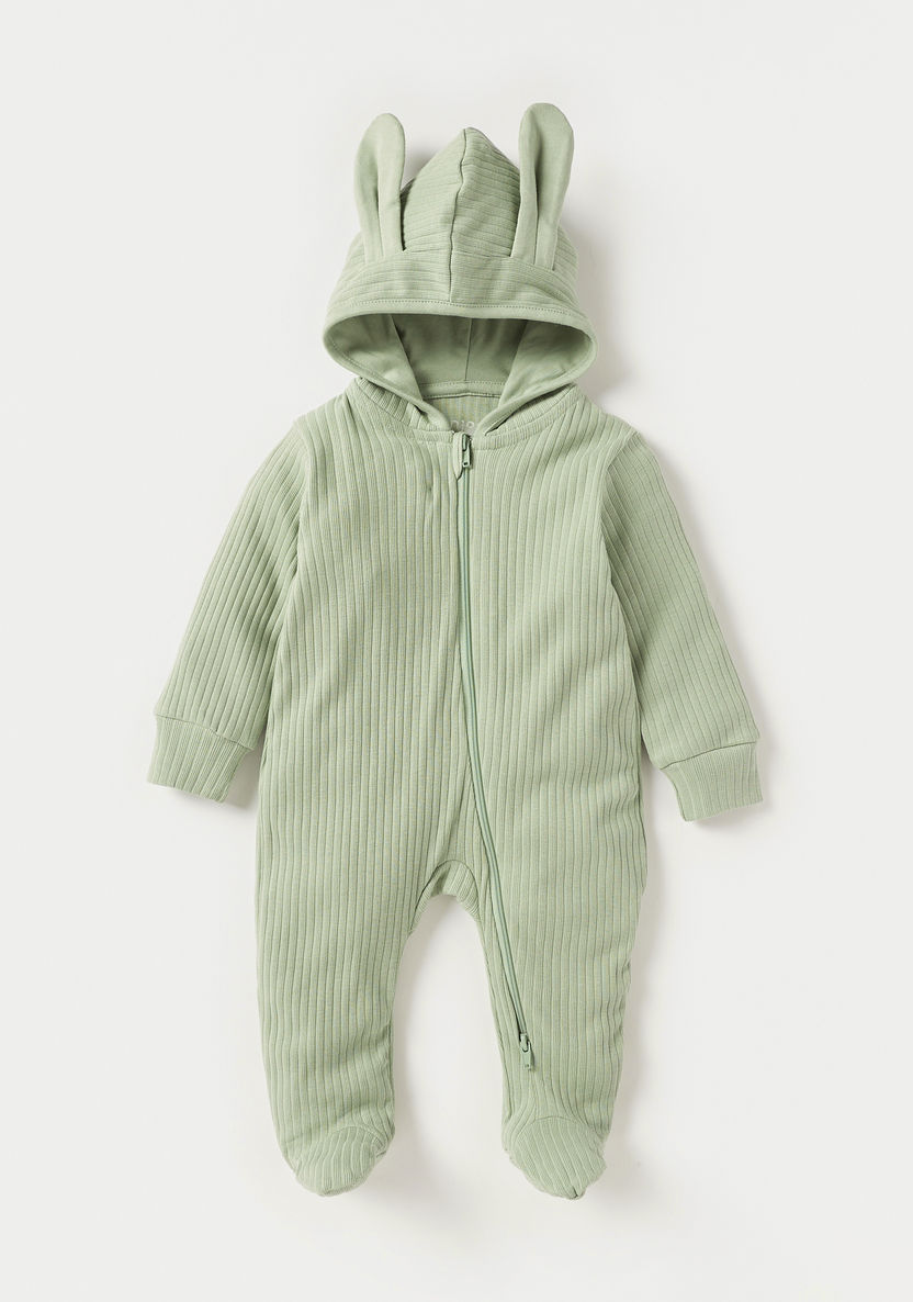 Juniors Ribbed Sleepsuit with Hood and Ear Applique Detail-Sleepsuits-image-0