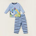 Juniors Graphic Print T-shirt and Full-Length Striped Pyjama Set-Pyjama Sets-thumbnail-0