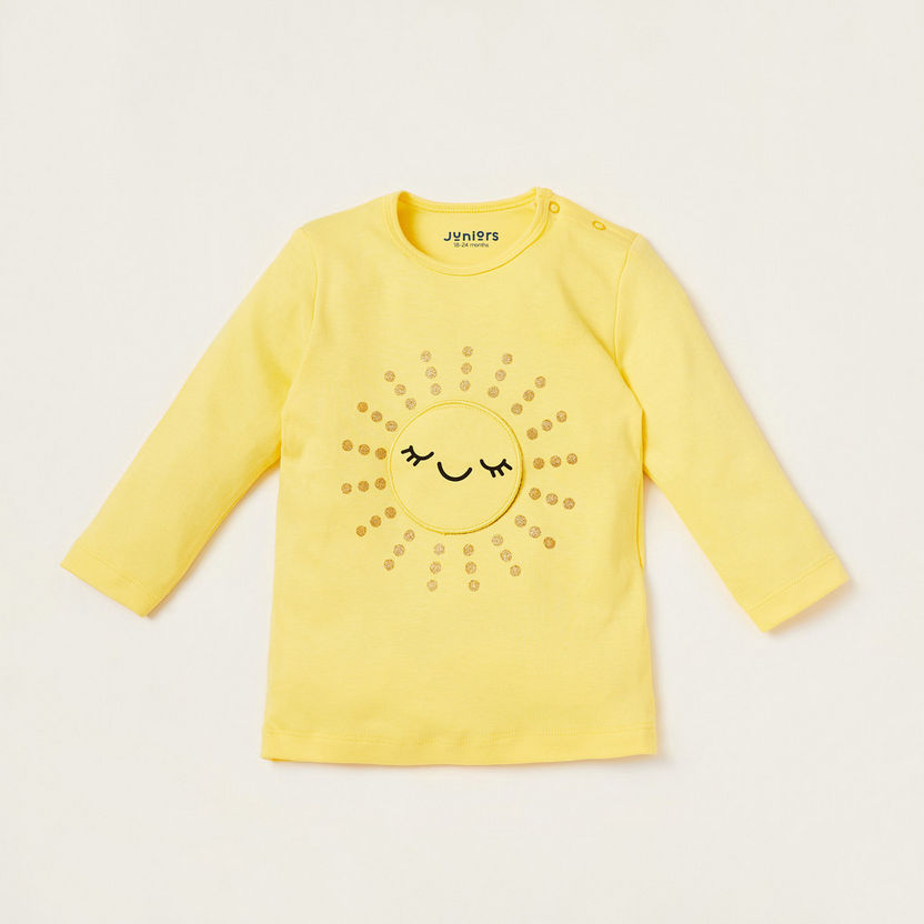 Juniors Printed Round Neck T-shirt and Pyjama Set-Sleepsuits-image-1