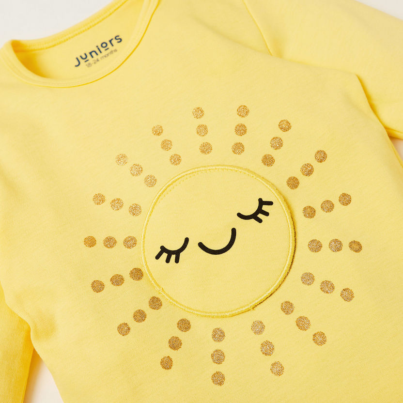 Juniors Printed Round Neck T-shirt and Pyjama Set-Sleepsuits-image-5
