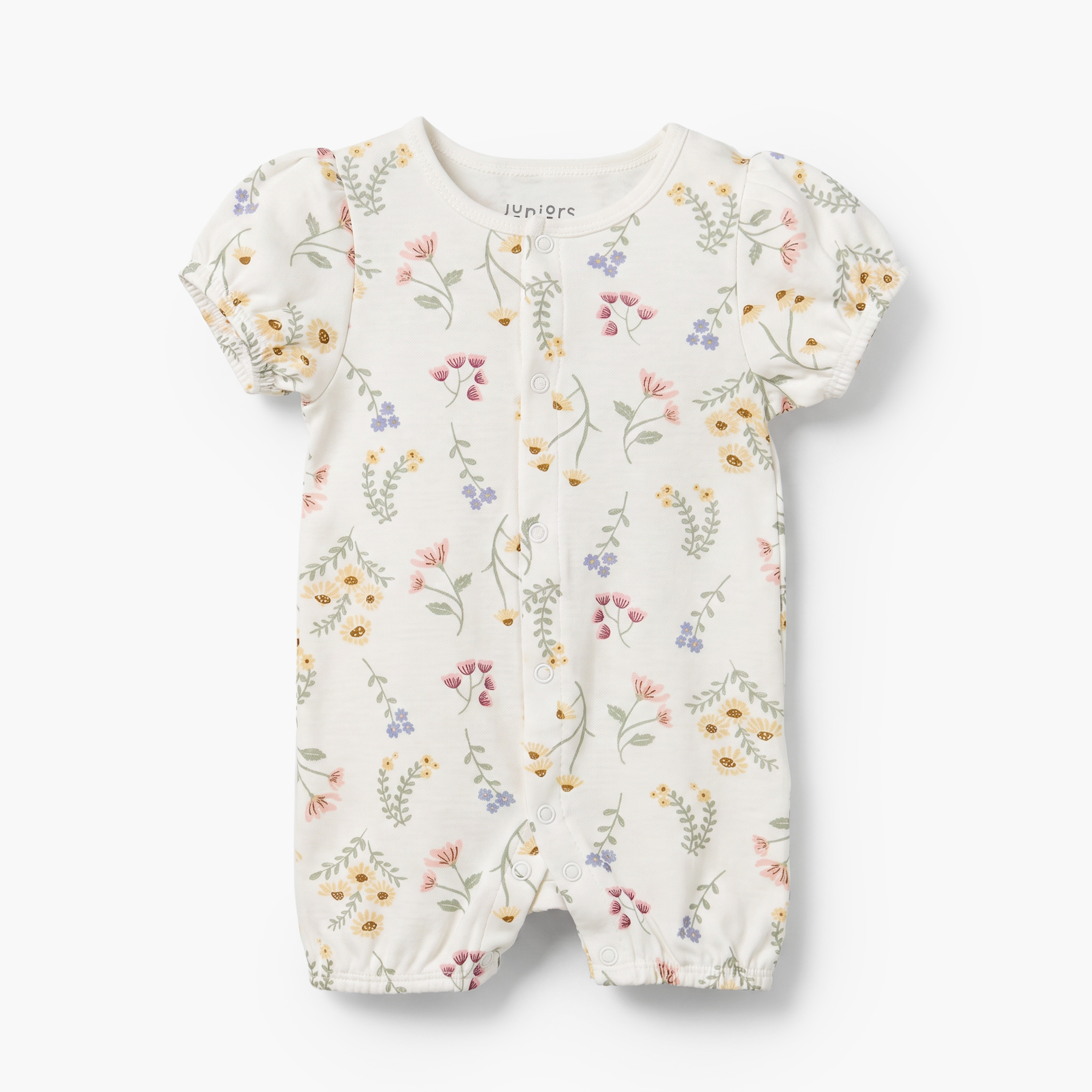 Set of 2 Juniors Crew Neck Sleepsuit and Romper with Floral Print-baby-girls-clothing-nightwear-sleepsuits-image-2