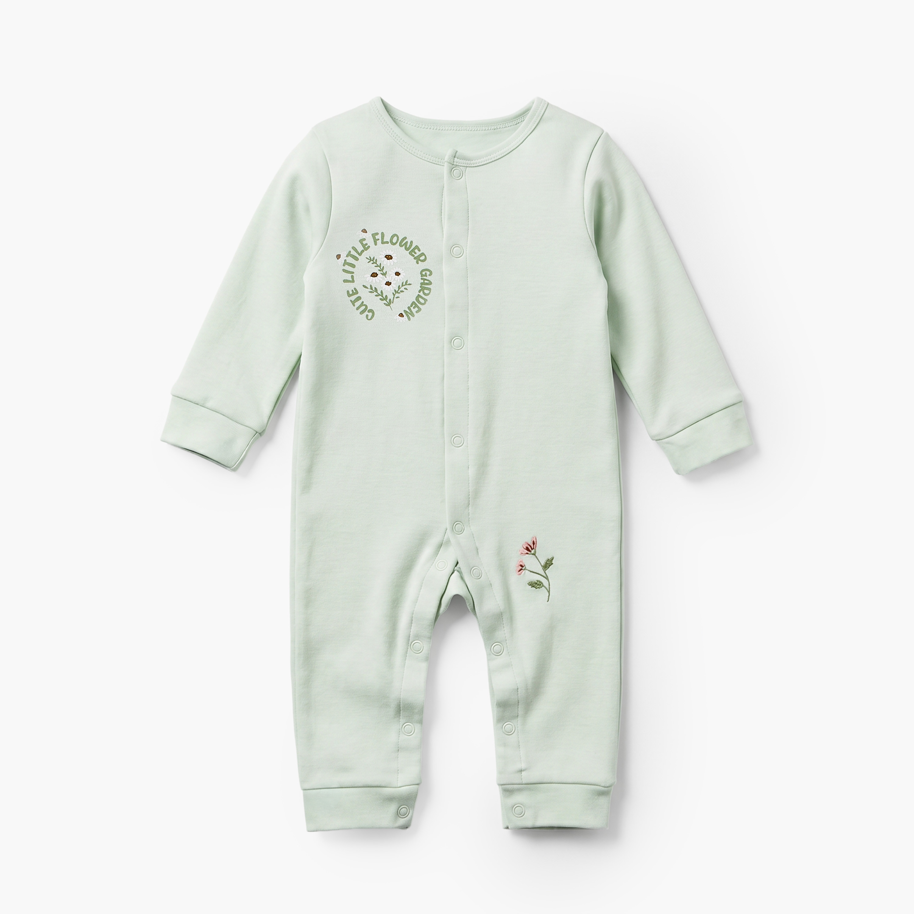 Set of 2 Juniors Crew Neck Sleepsuit and Romper with Floral Print-baby-girls-clothing-nightwear-sleepsuits-image-3