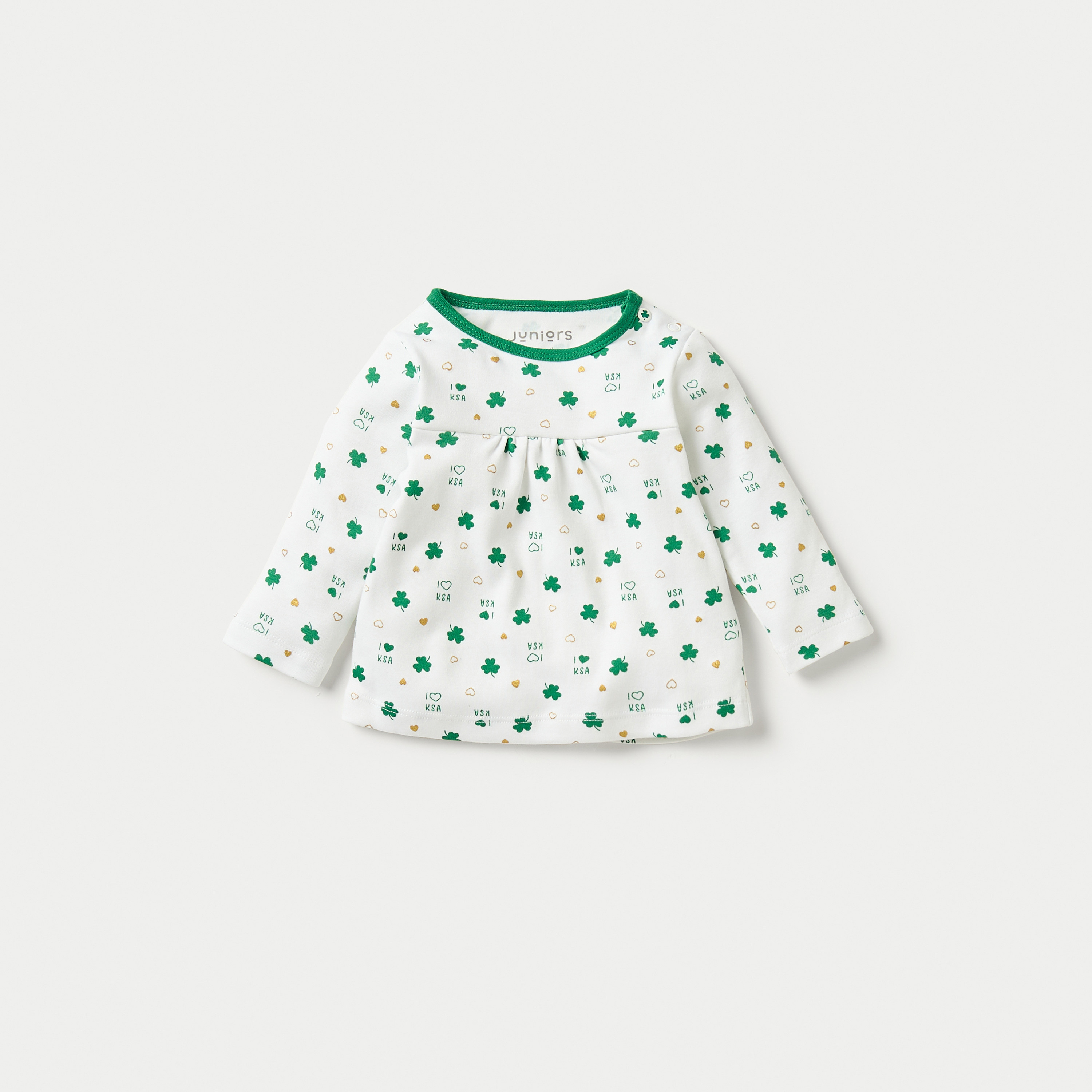 Juniors All-Over KSA National Day Print Top and Pyjama Set-baby-girls-clothing-nightwear-pyjamasets-image-2