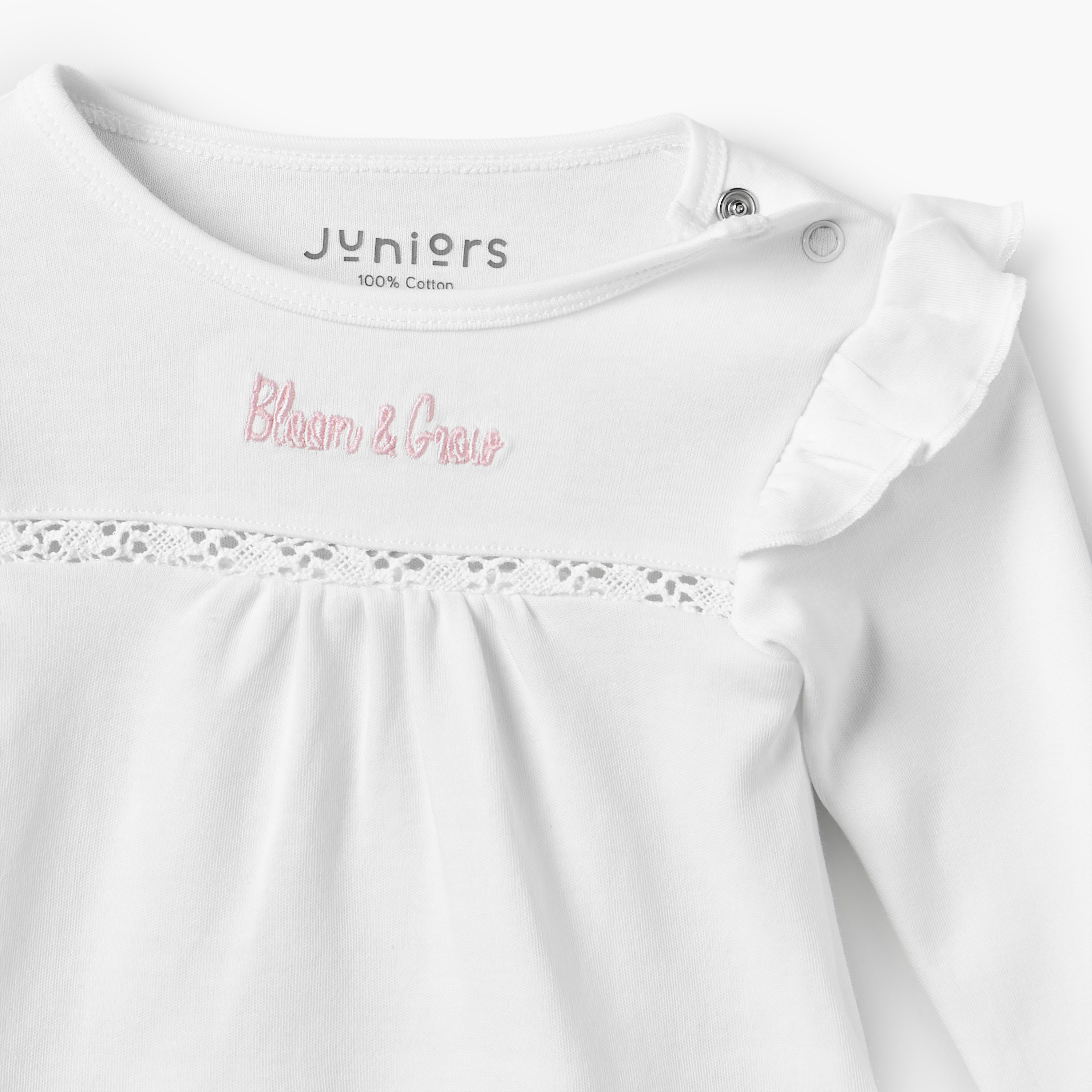 طقم بيجاما قطنية بياقة دائرية وأكمام طويلة للبنات بطبعة زهور-baby-girls-clothing-nightwear-pyjamasets-image-4