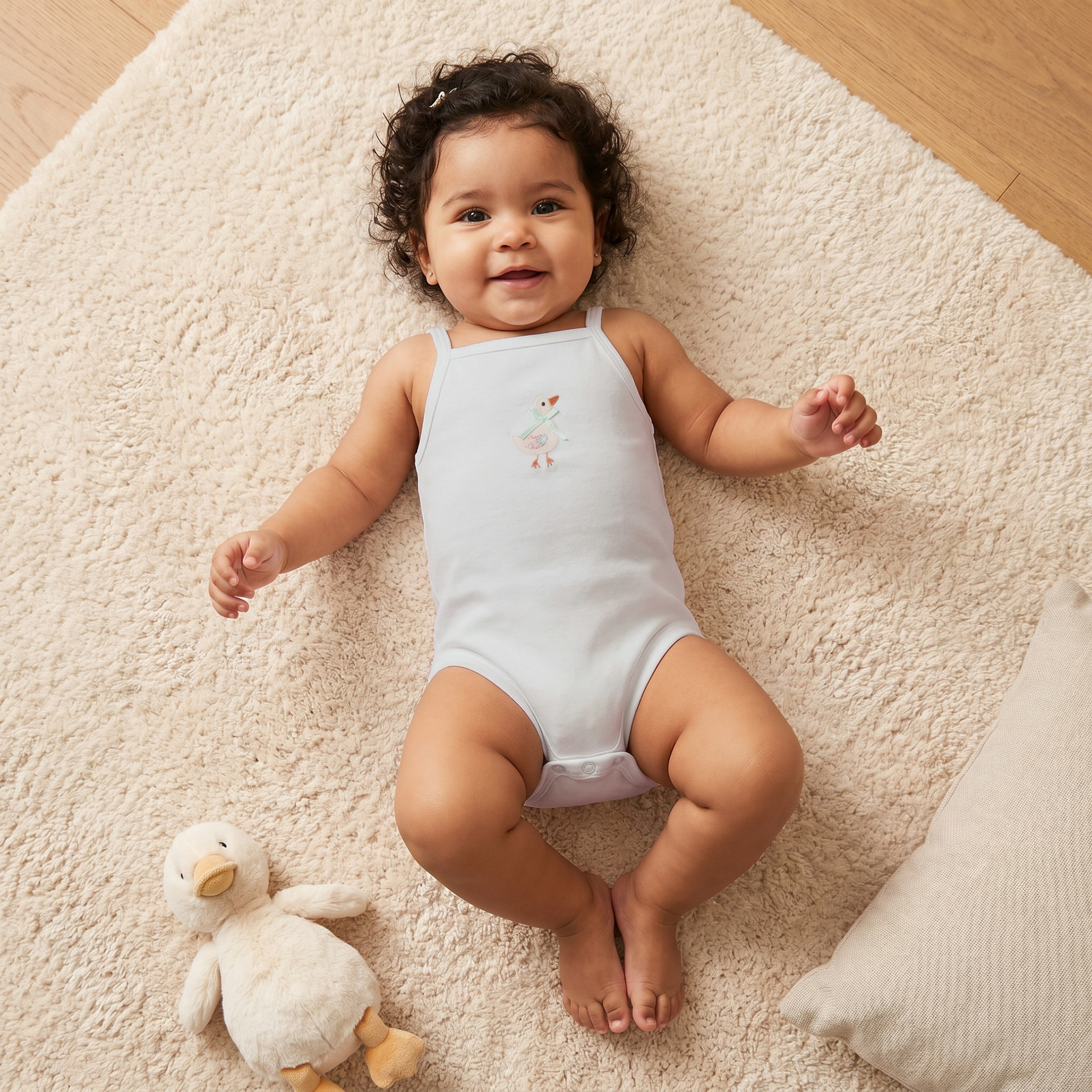طقم من 2 بودي سوت برقبة مربعة وأشرطة مع أزرار كبس-baby-girls-clothing-bodysuits-image-2