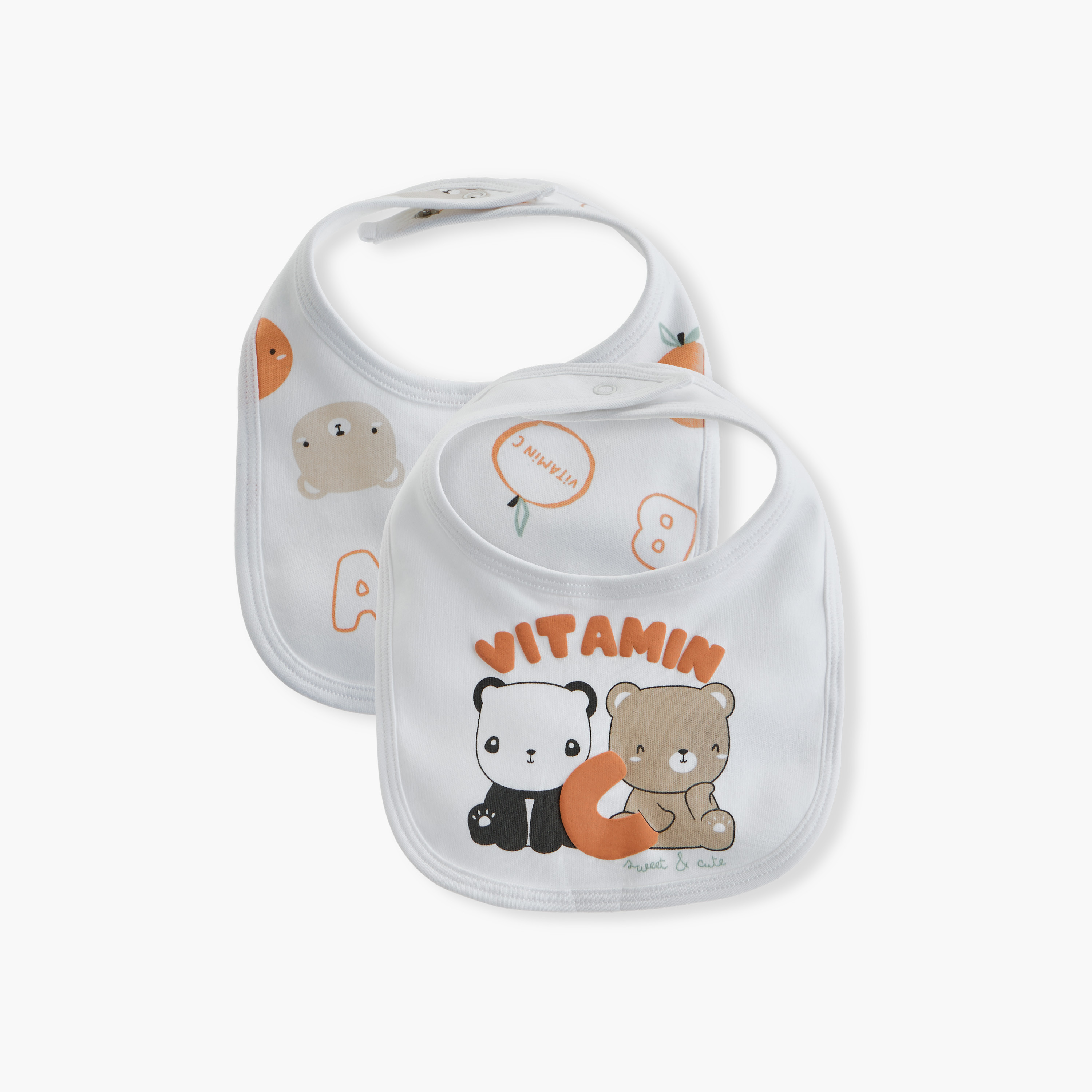 Juniors Printed Baby Bib with Button Closure - Set of 2-baby-feeding-bibs-image-1