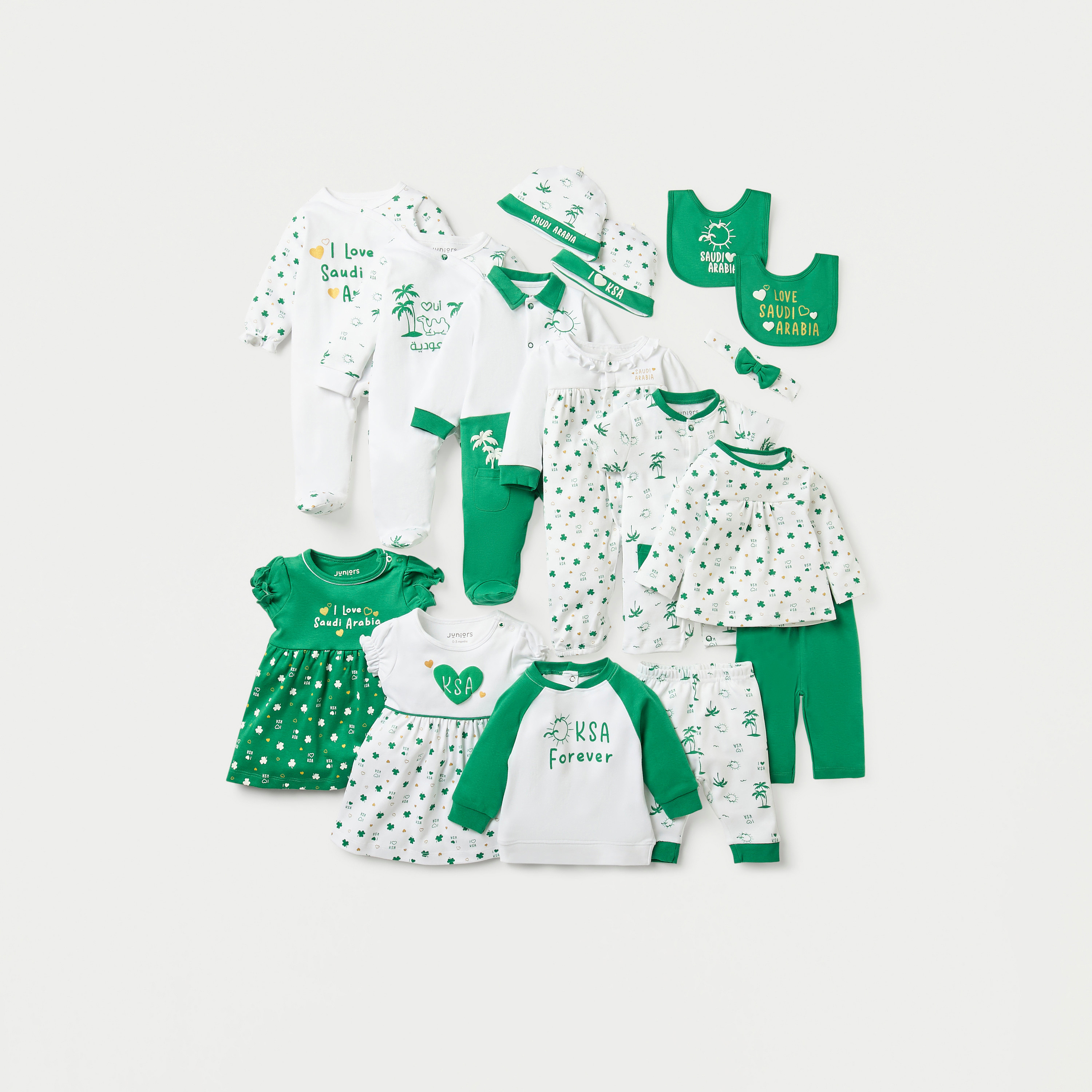 Juniors KSA National Day Print Footed Sleepsuit with Long Sleeves-baby-boys-clothing-nightwear-sleepsuits-image-5
