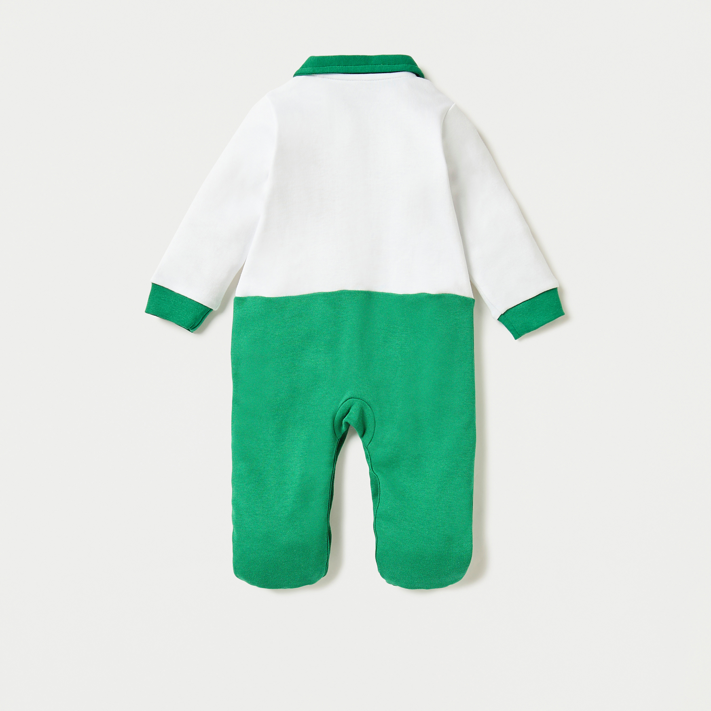 Juniors KSA National Day Print Footed Sleepsuit with Collar and Long Sleeves-baby-boys-clothing-nightwear-sleepsuits-image-2