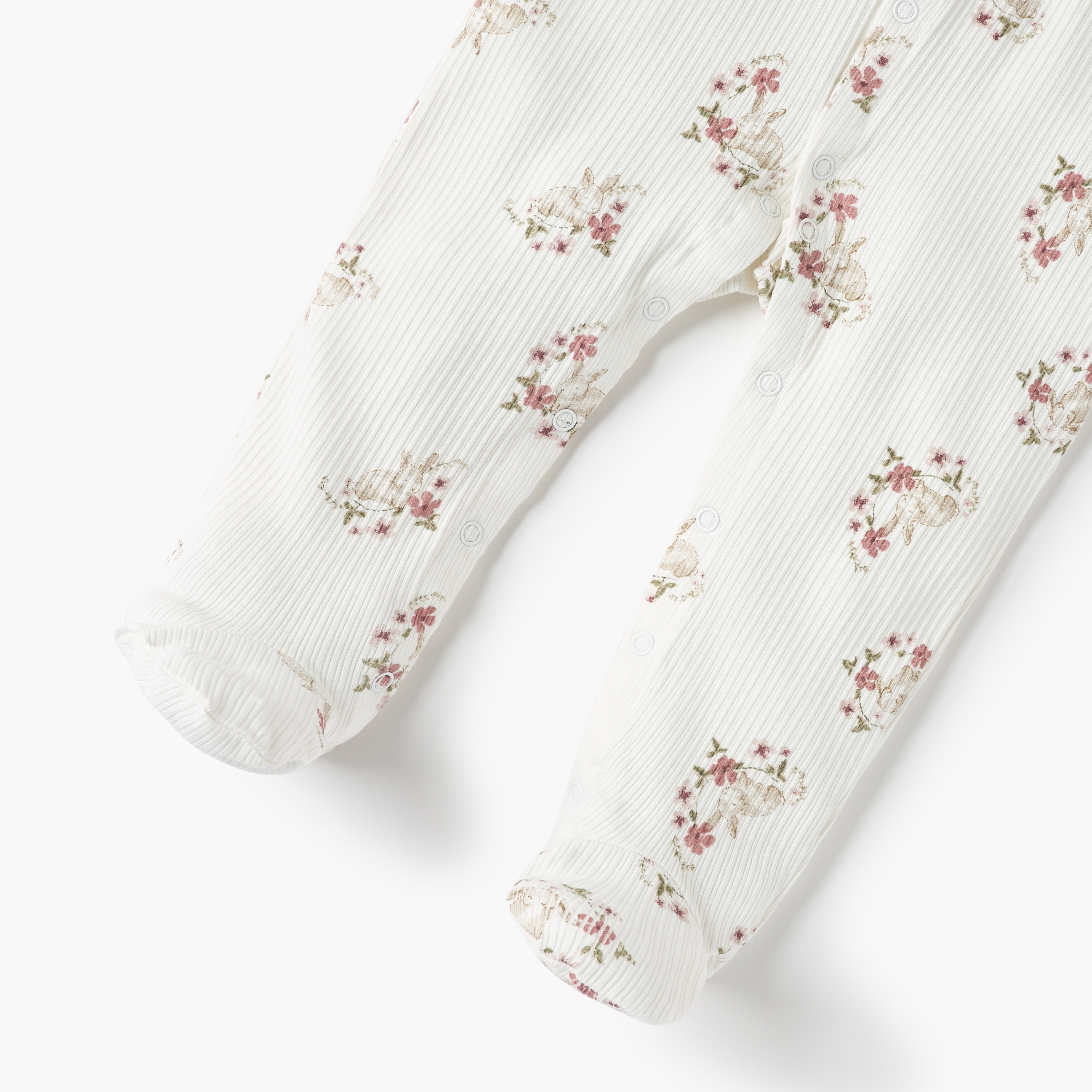 Juniors All-Over Floral Print Closed Feet Sleepsuit with Collar and Long Sleeves-baby-girls-clothing-nightwear-sleepsuits-image-4