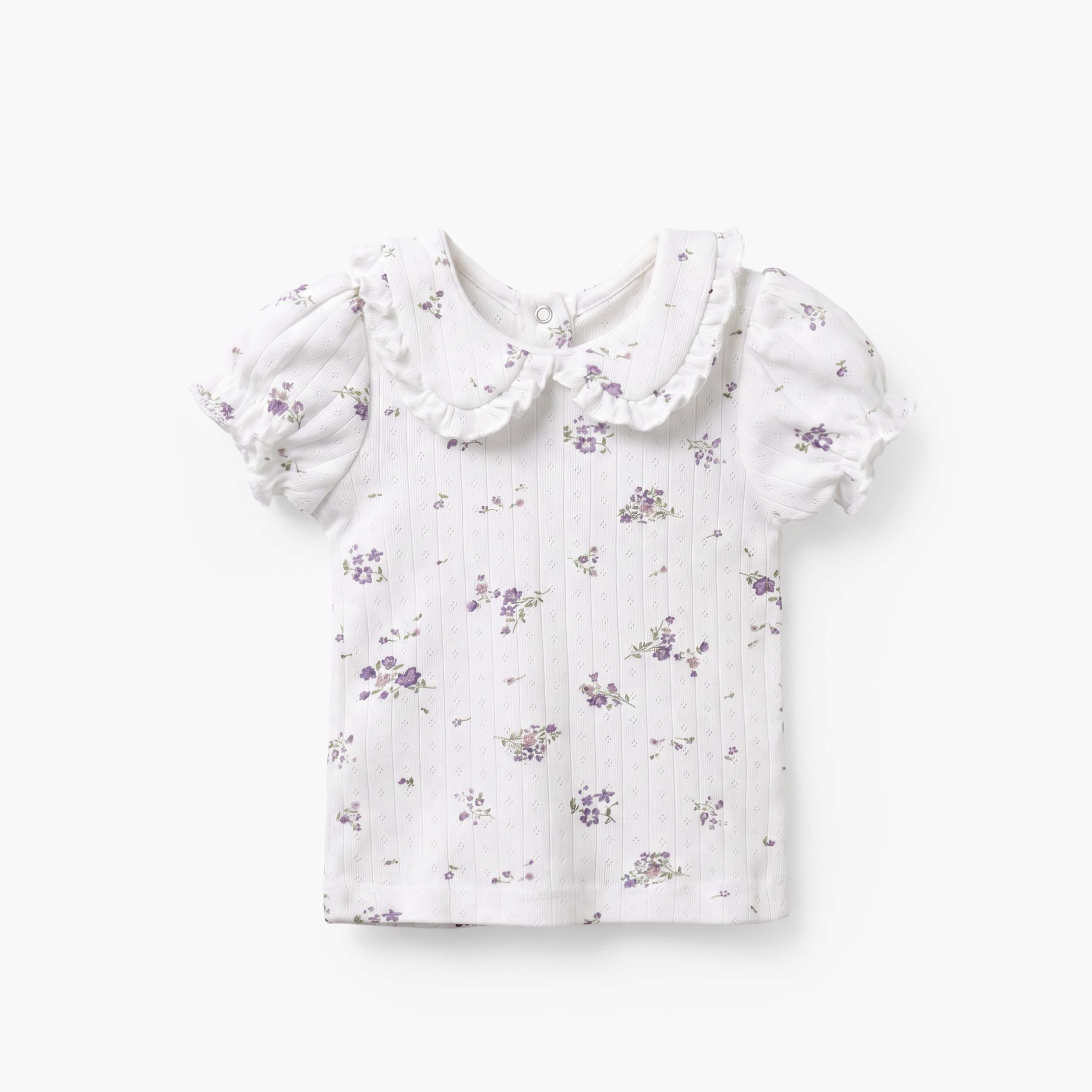 Juniors Collared Short Sleeves T-shirt and Dungaree Set with Floral Print-baby-girls-clothing-setsandcoords-image-4