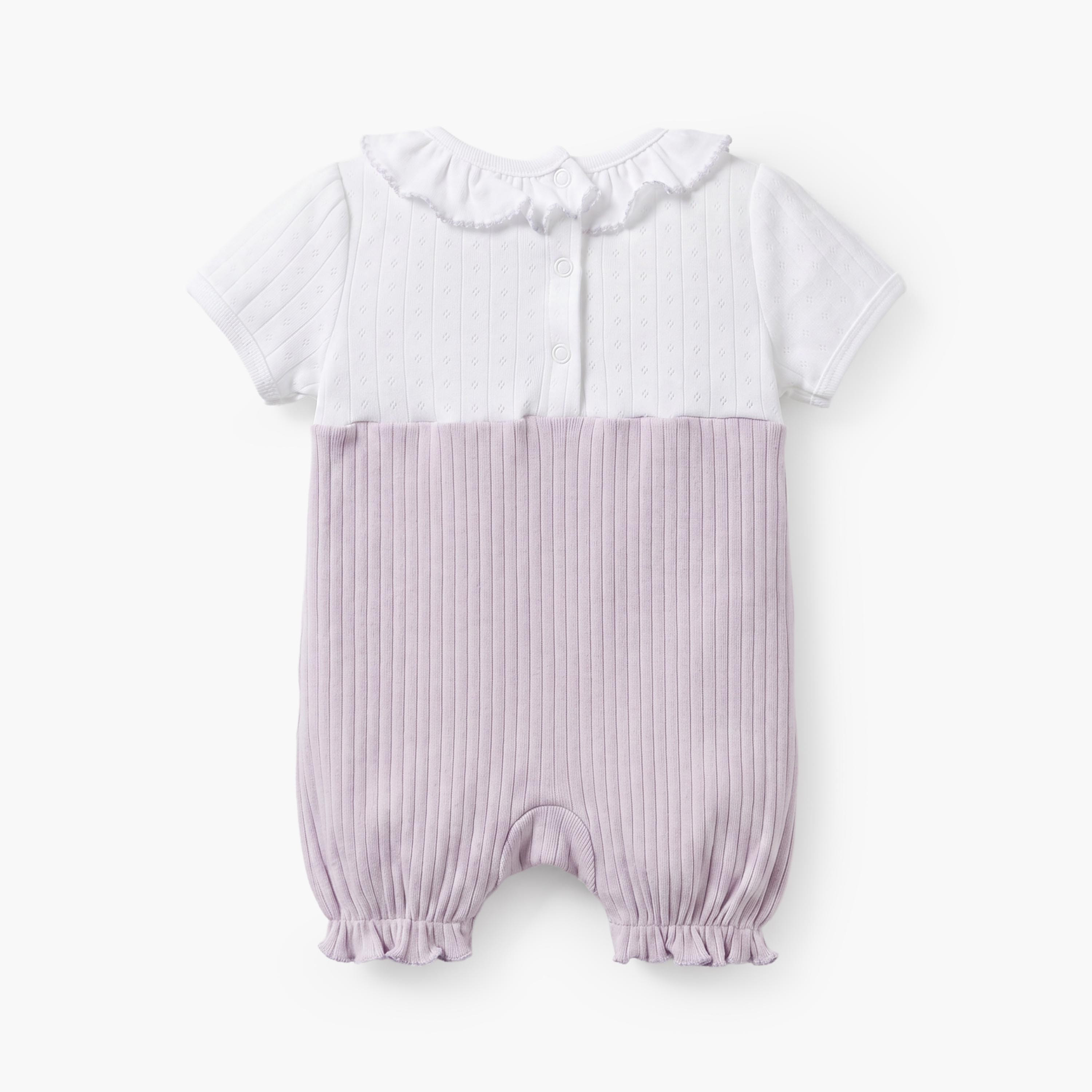 Juniors Round Neck Short Sleeves Romper with Bunny Print-baby-girls-clothing-rompers-image-2