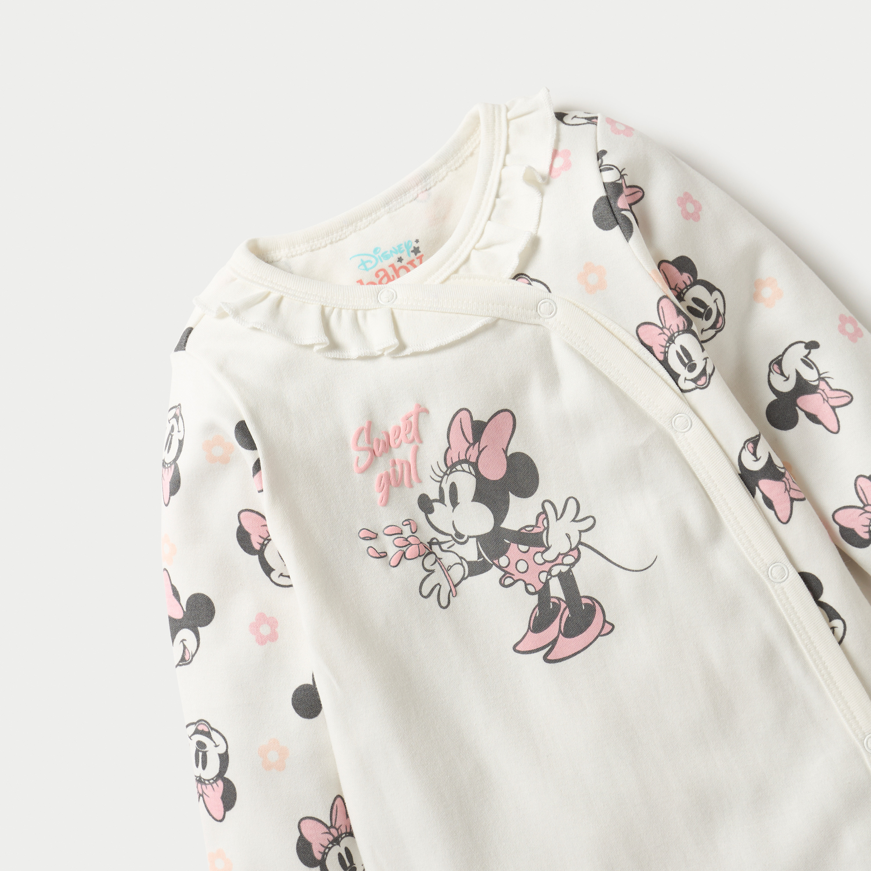بدلة نوم مُغلقة القدمين بأزرار إغلاق وطبعات ميني ماوس من ديزني-baby-girls-clothing-nightwear-sleepsuits-image-3