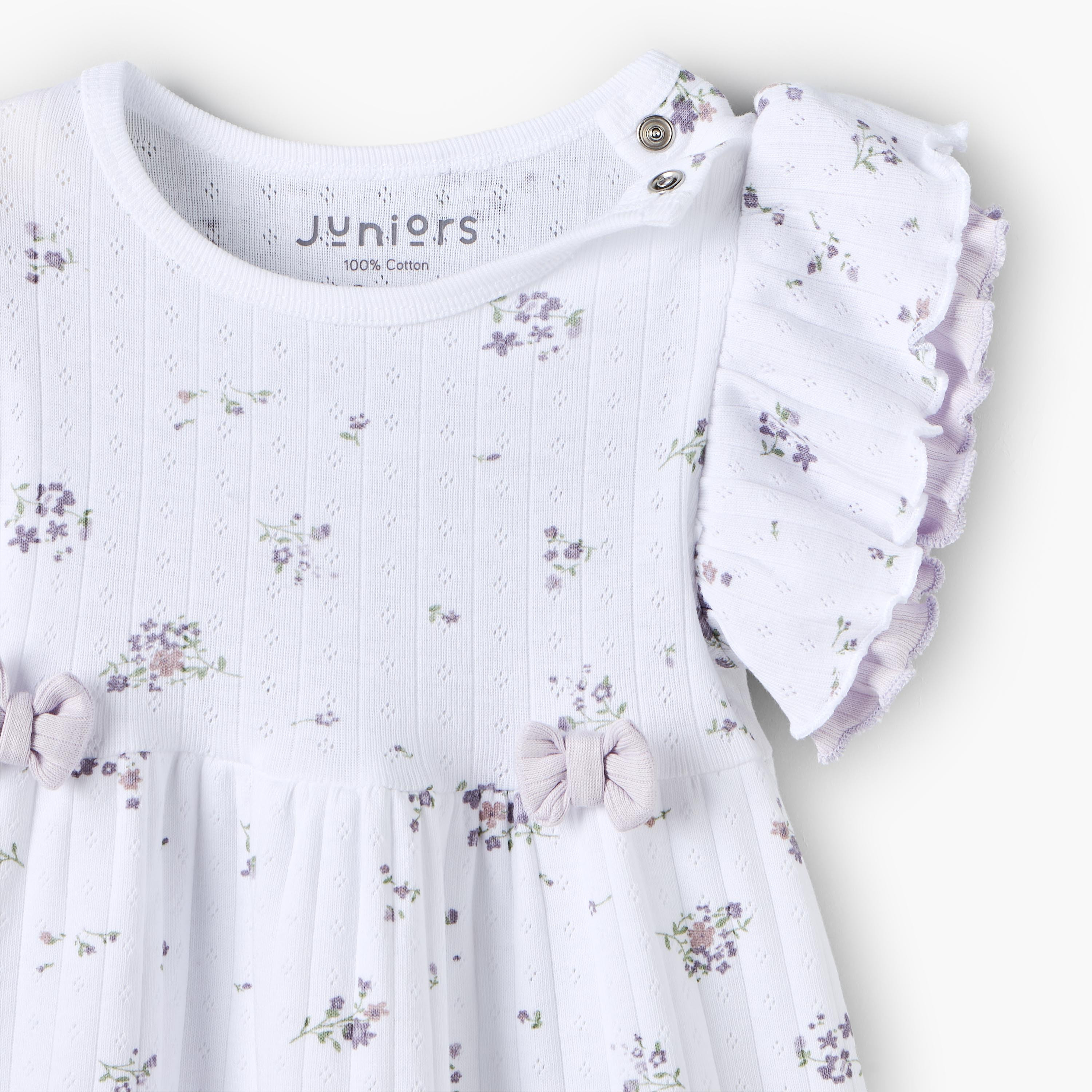 فستان إيه لاين بياقة مستديرة وأكمام كاب وطبعات زهرية من جونيورز-baby-girls-clothing-dressesandjumpsuits-image-3