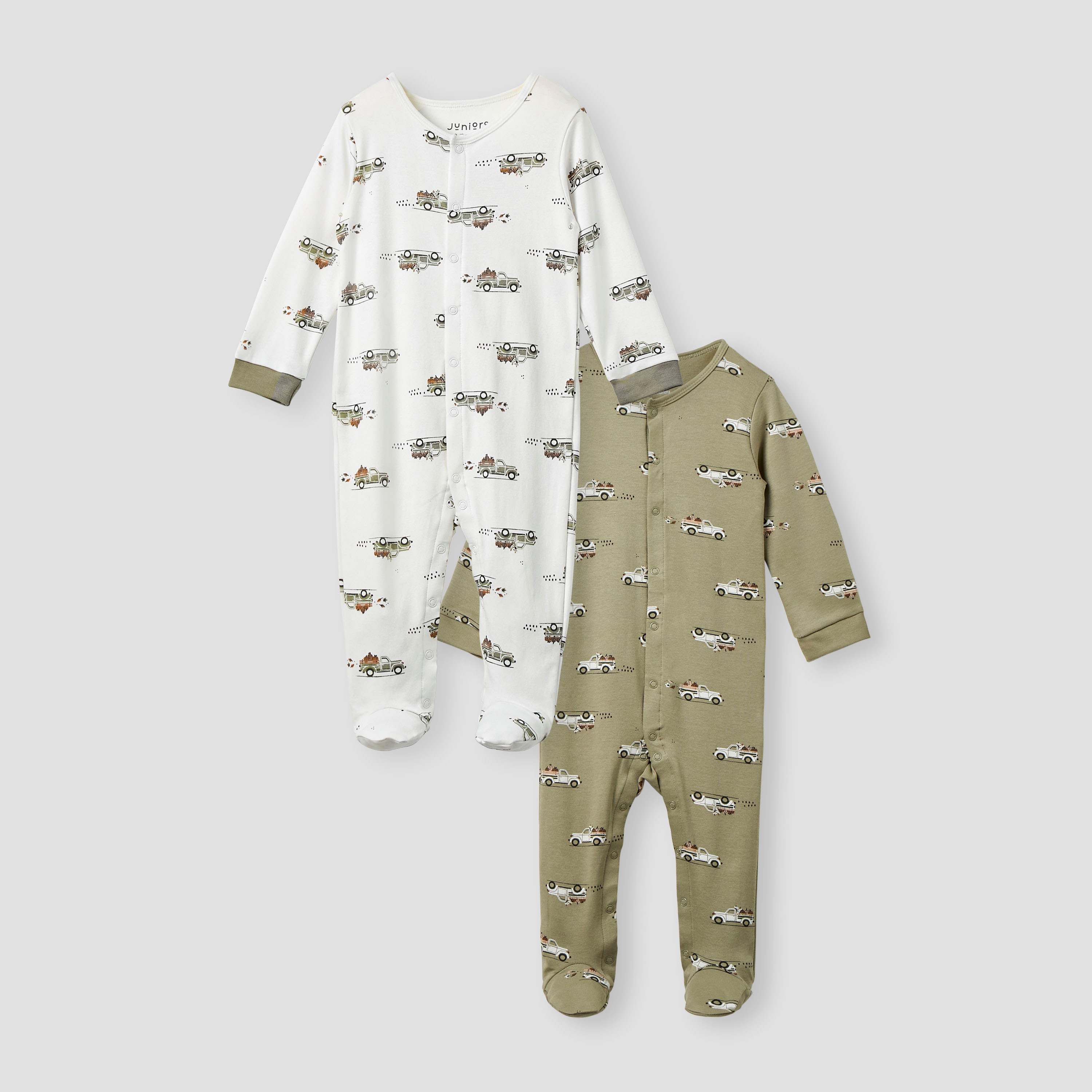 Juniors Printed Sleepsuits with Snap Button Closure - Set of 2-baby-boys-clothing-nightwear-sleepsuits-image-1