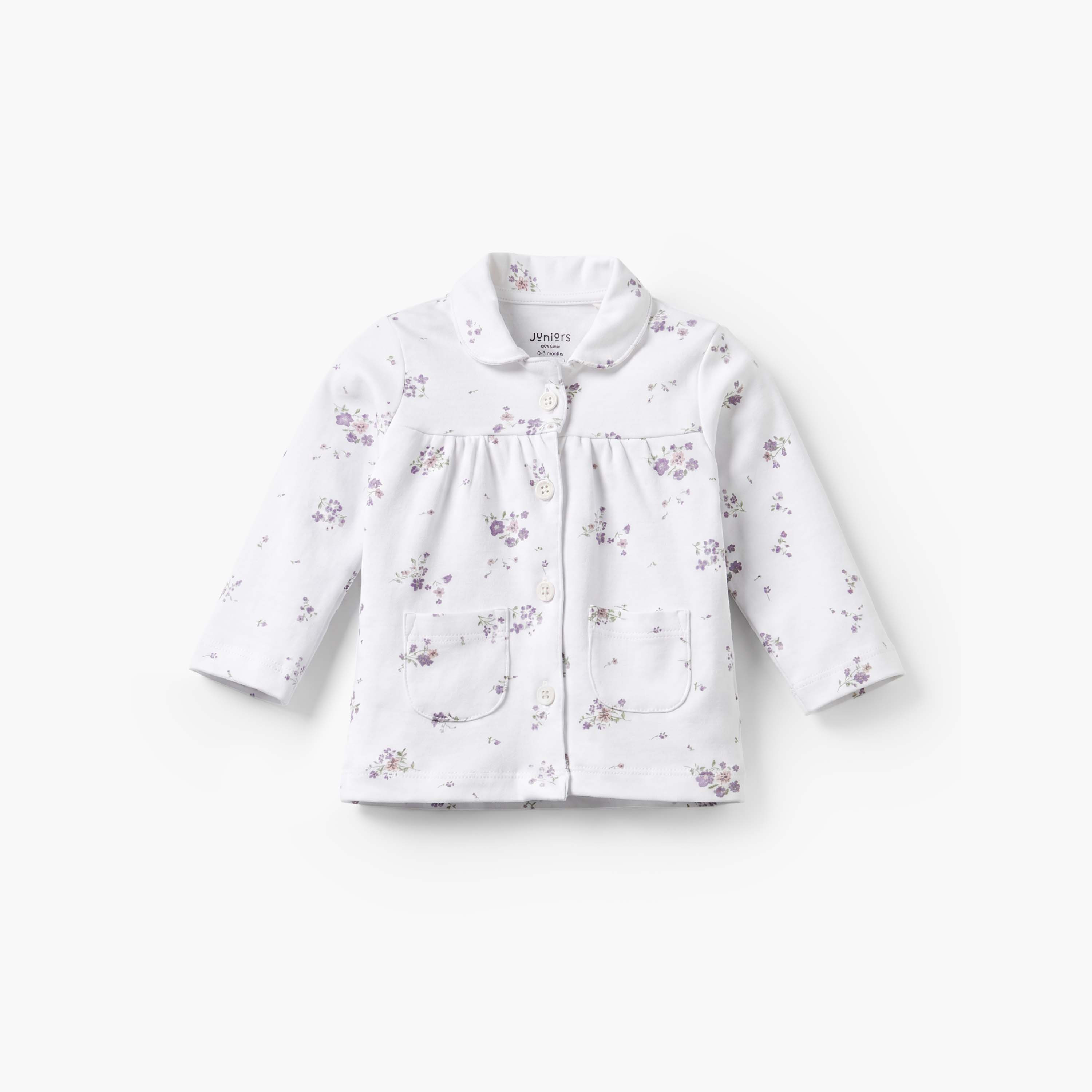 طقم بيجاما قطن بياقة وأكمام طويلة وطبعات زهور من جونيورز-baby-girls-clothing-nightwear-pyjamasets-image-2