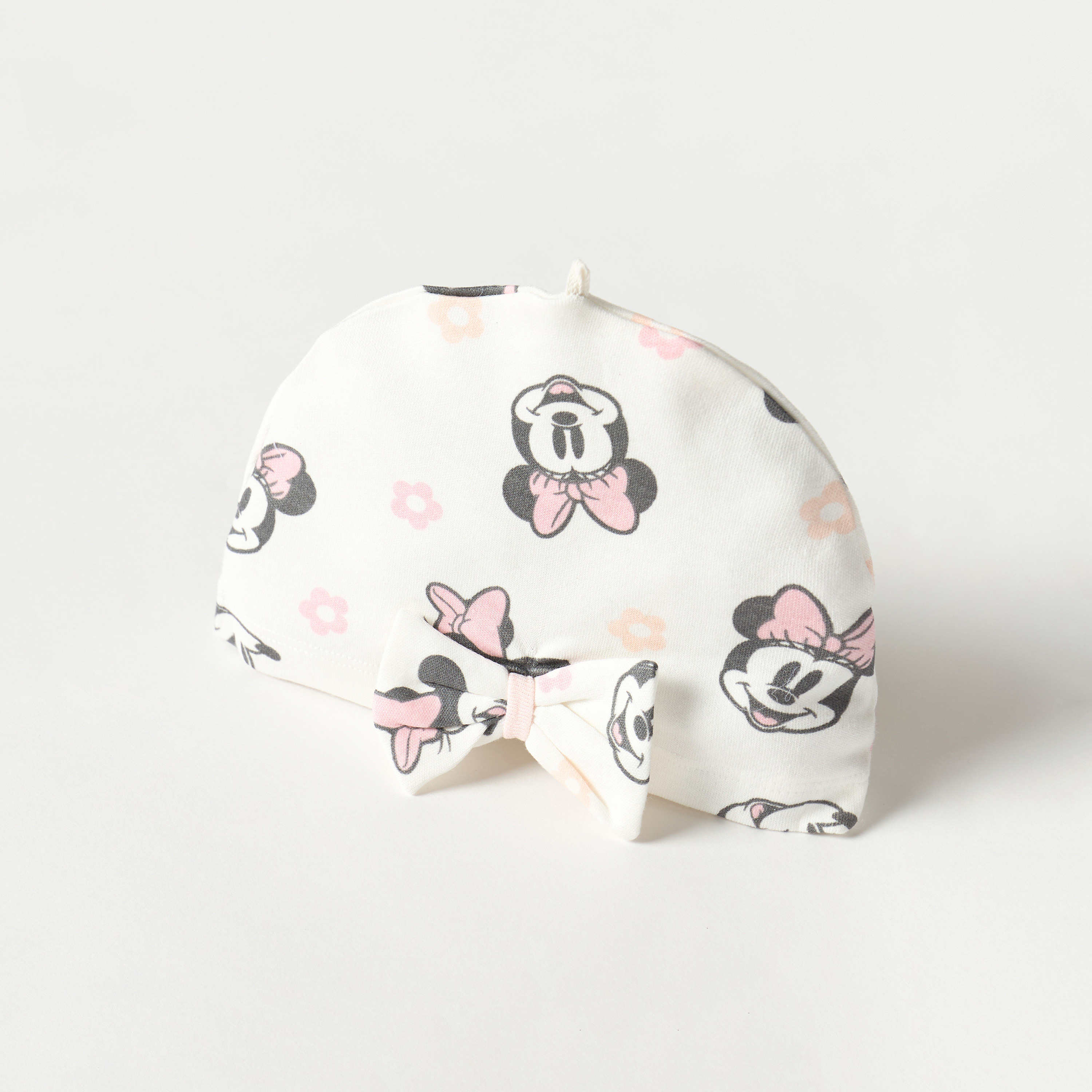 Disney Minnie Mouse Print Beanie Cap with Bow Detail-baby-girls-accessories-caps-image-4