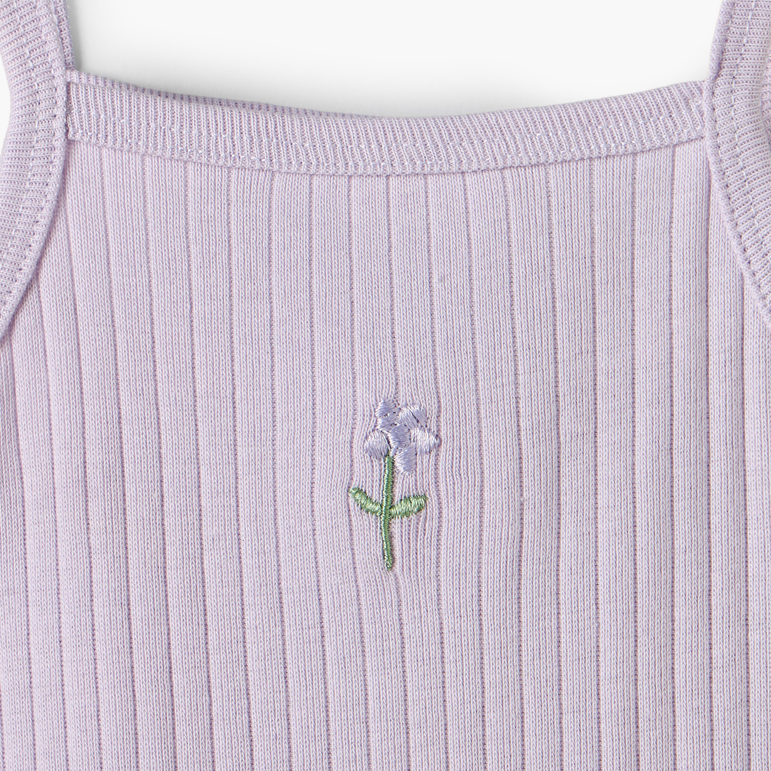 Pack of 2 Juniors Cotton Square Neck Sleeveless Bodysuit with Floral Print-baby-girls-clothing-bodysuits-image-6