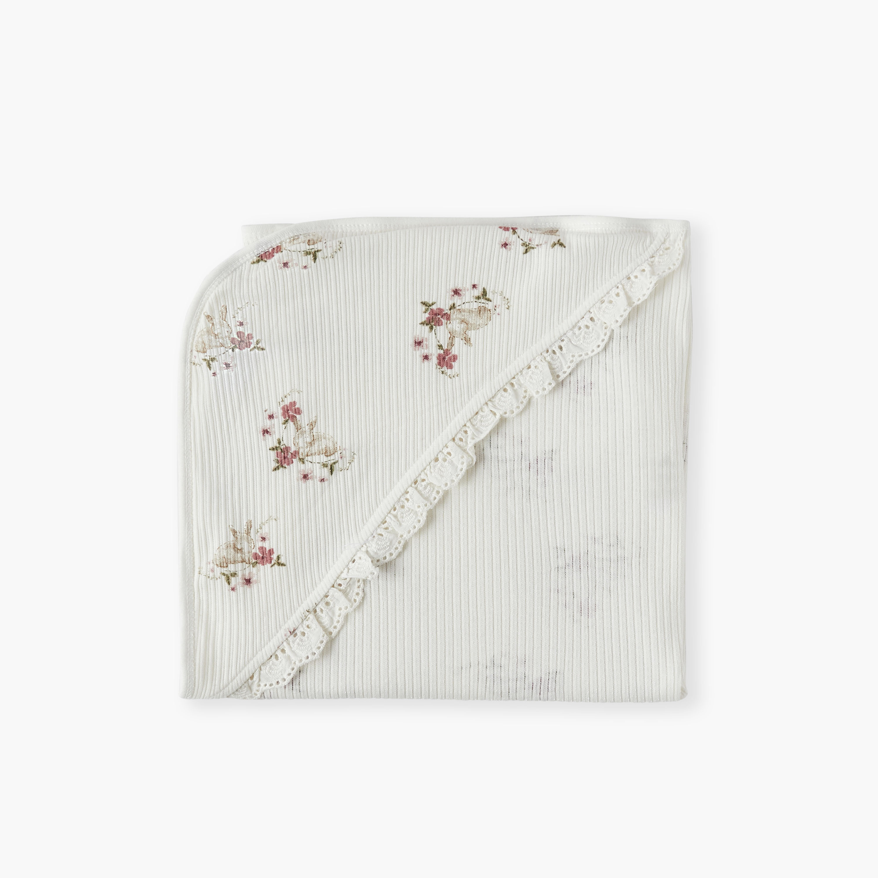 Juniors All-Over Bunny Print Receiving Blanket - 70x70 cm-baby-nursery-blanketsandswaddles-receivingblankets-image-3