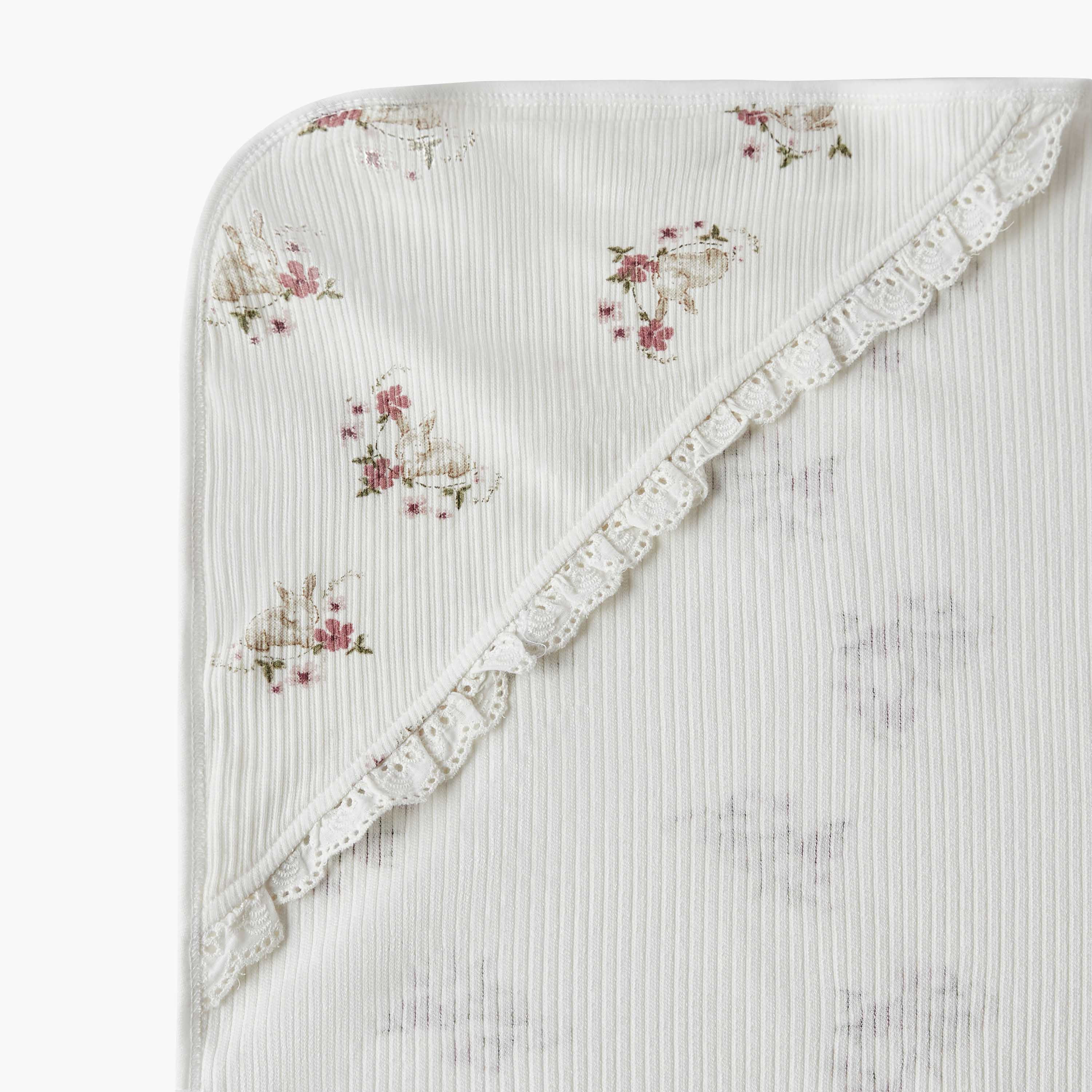 Juniors All-Over Bunny Print Receiving Blanket - 70x70 cm-baby-nursery-blanketsandswaddles-receivingblankets-image-5