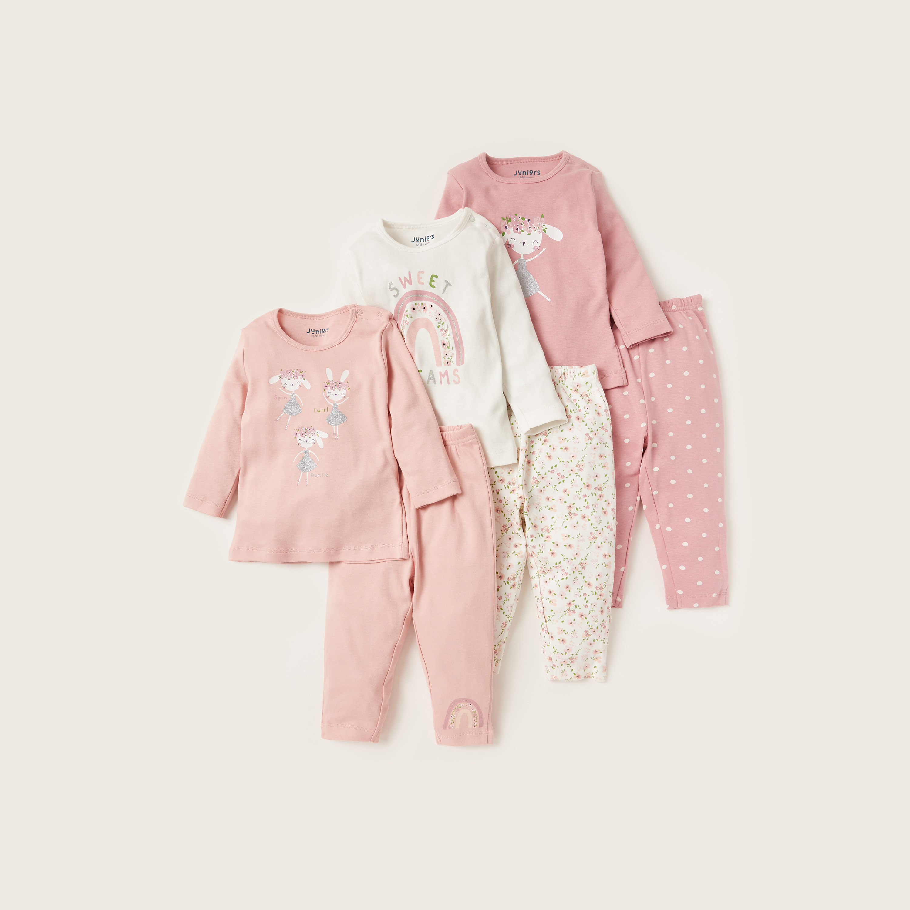 تيشيرت بطبعات وبنطلون بيجاما من جونيورز - مجموعة من 3-baby-boys-clothing-nightwear-pyjamasets-image-1