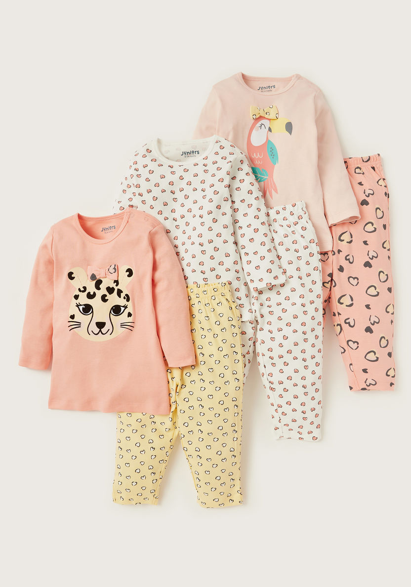 Juniors 6-Piece Printed T-shirt and Pyjama Set-Pyjama Sets-image-0