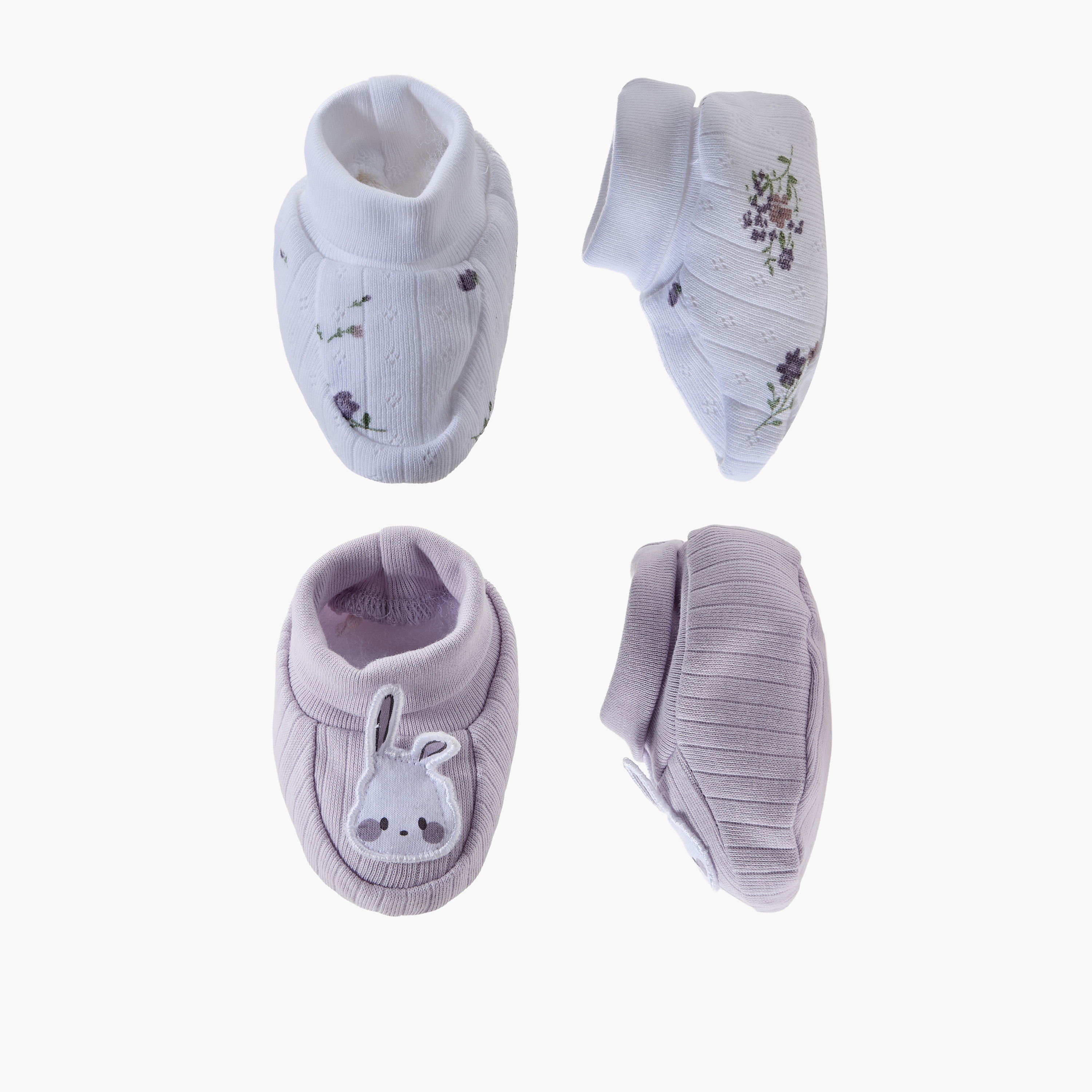 Pack of 2 Juniors Booties with Bunny Applique-baby-girls-shoes-booties-image-1