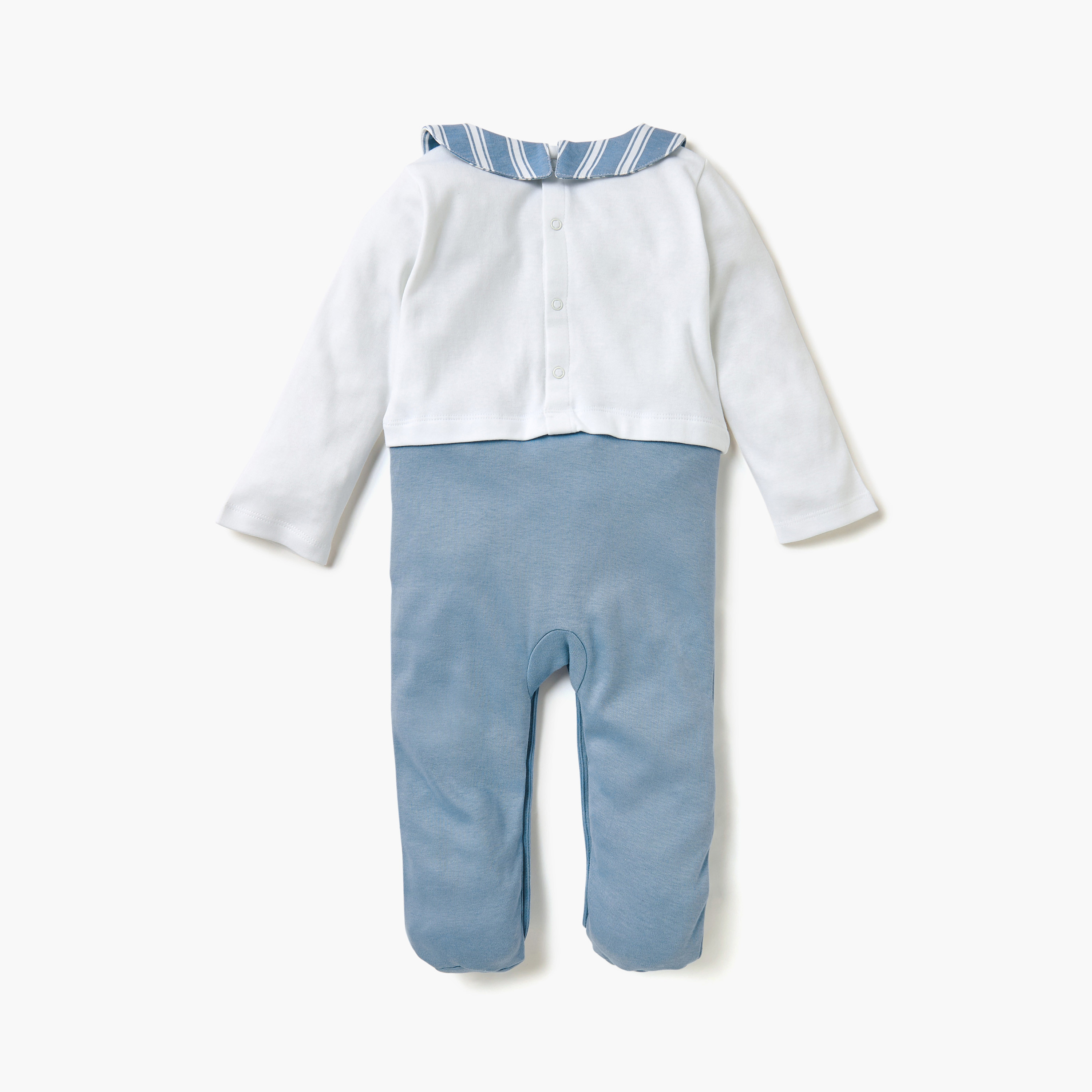 Juniors Closed Feet Sleepsuit with Collar-baby-boys-clothing-nightwear-sleepsuits-image-2