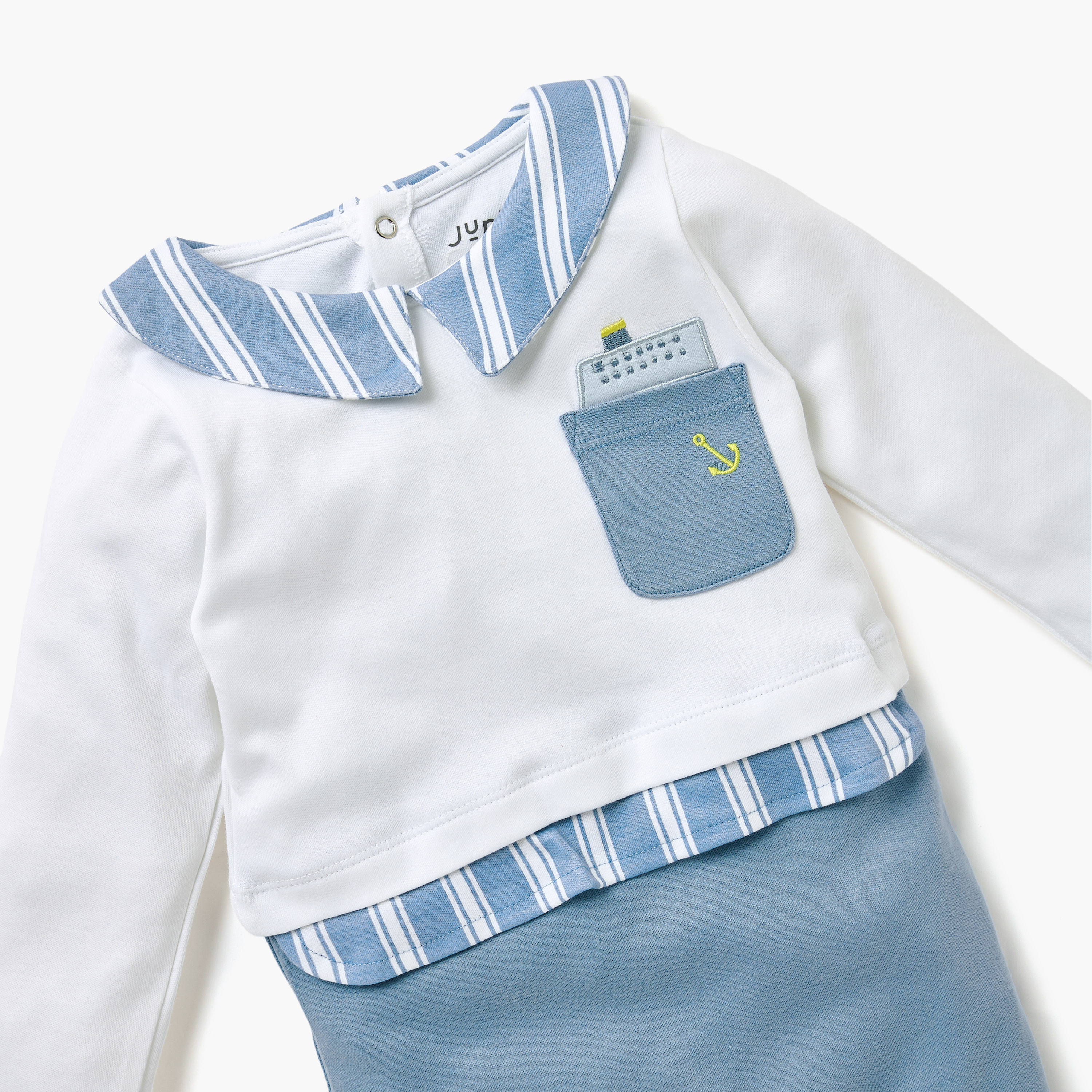Juniors Closed Feet Sleepsuit with Collar-baby-boys-clothing-nightwear-sleepsuits-image-3