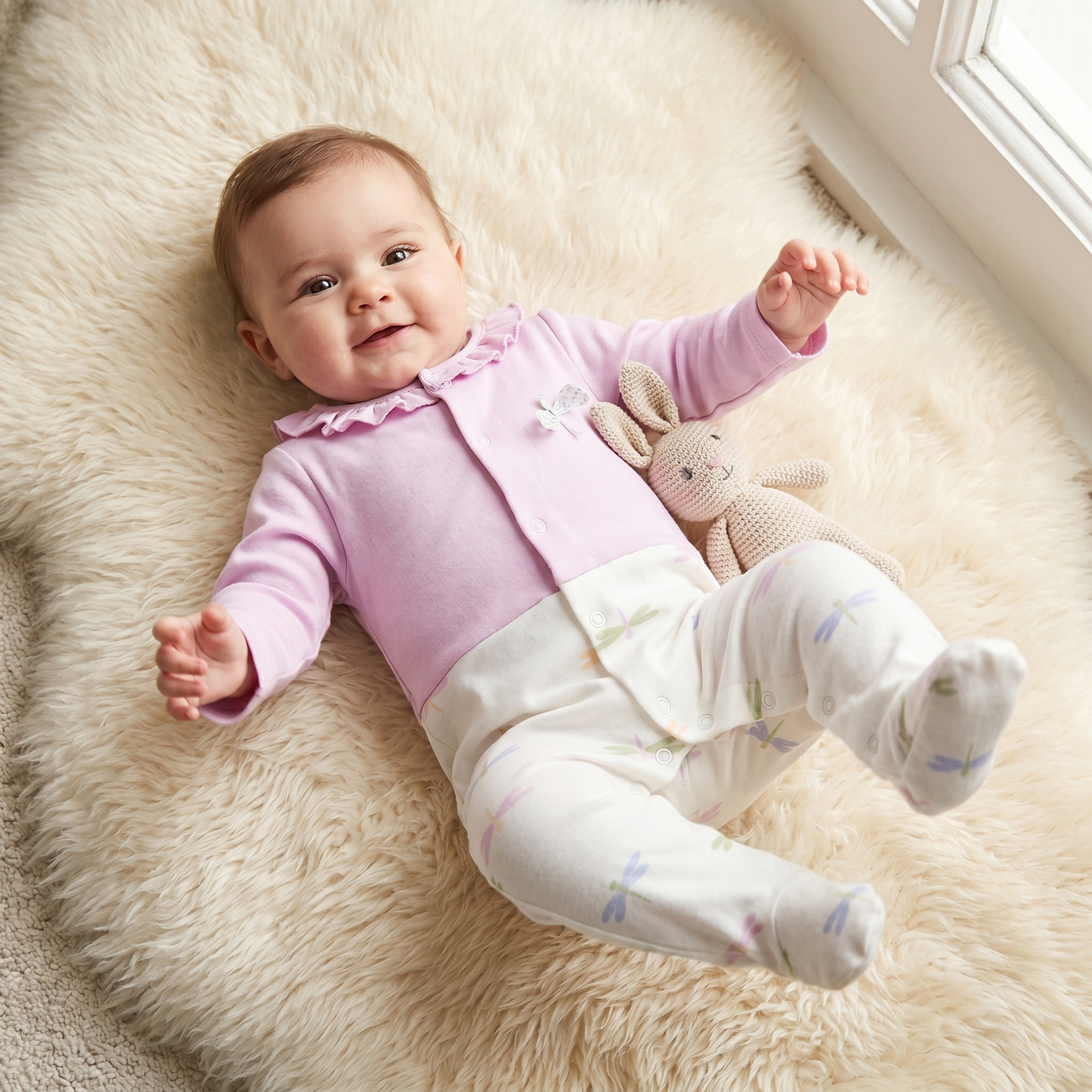 Juniors Cotton Crew Neck Long Sleeves Sleepsuit with Dragonfly Print-baby-girls-clothing-nightwear-sleepsuits-image-1