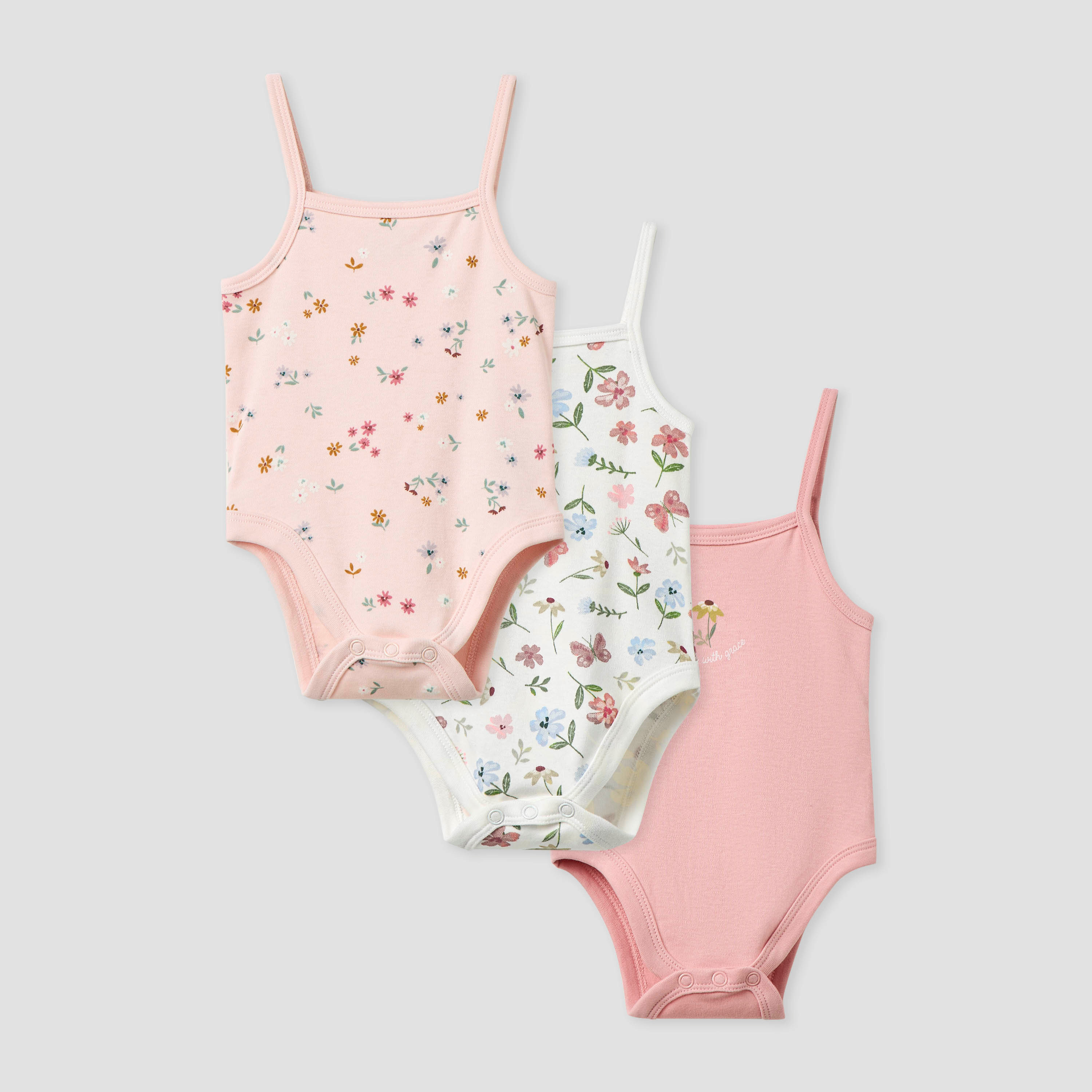 Juniors Floral Print Sleeveless Bodysuit - Set of 3-baby-girls-clothing-multipacks-image-1