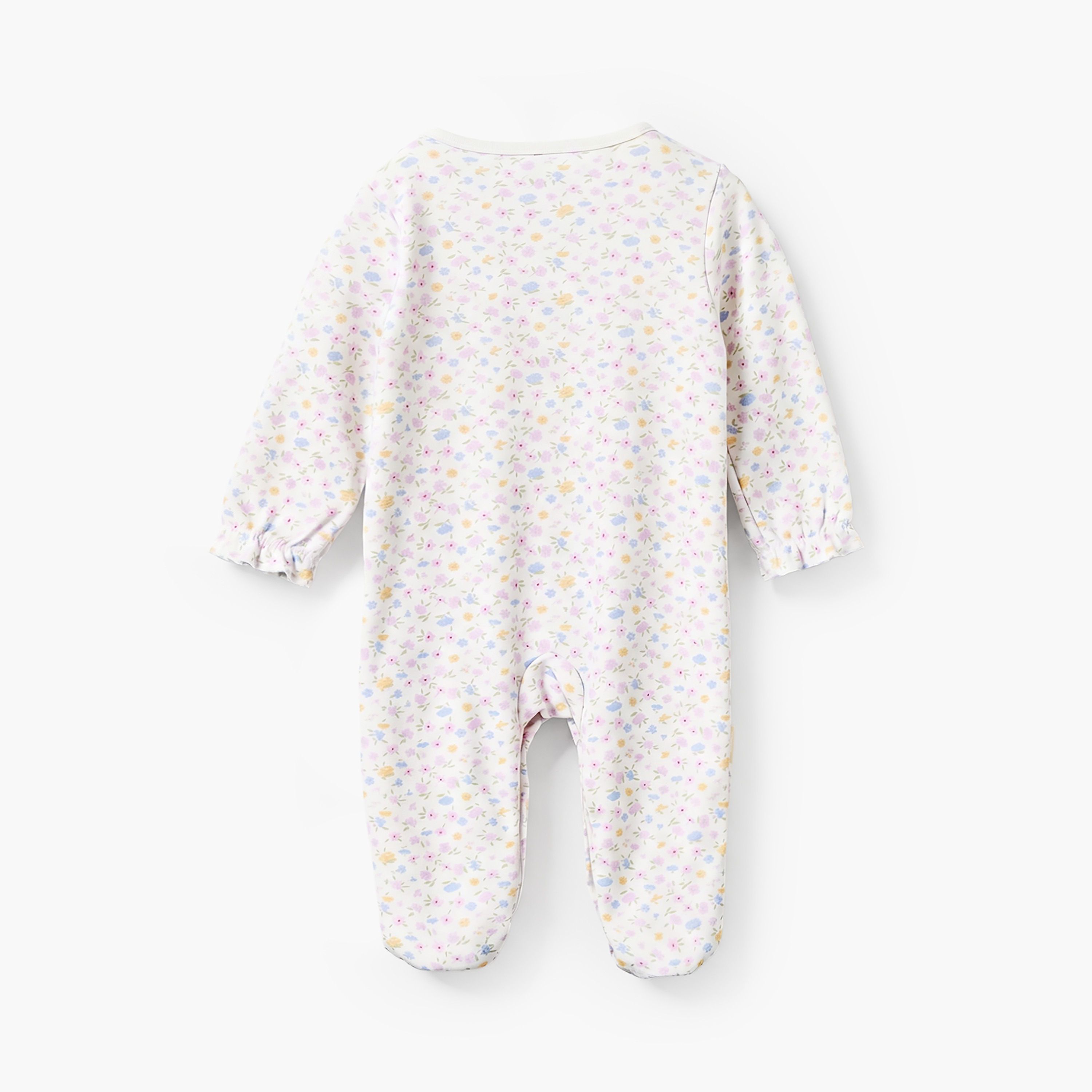 بدلة نوم قطن بياقة ضيقة وأكمام طويلة وطبعات زهور من جونيورز-baby-girls-clothing-nightwear-sleepsuits-image-2